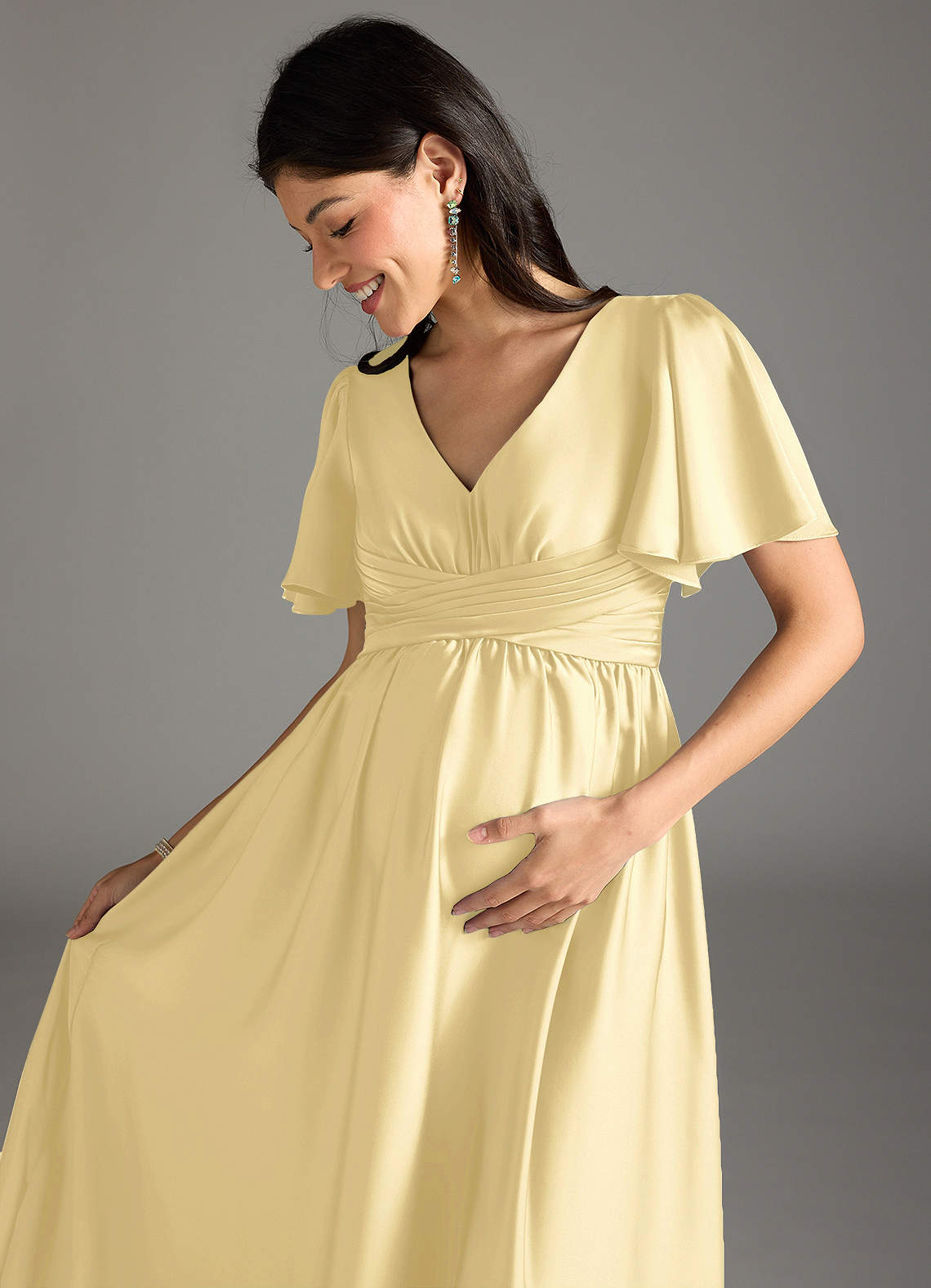 silk maternity bridesmaid dress Jenny Yoo Bridesmaid Dress Addison Maternity Marigold