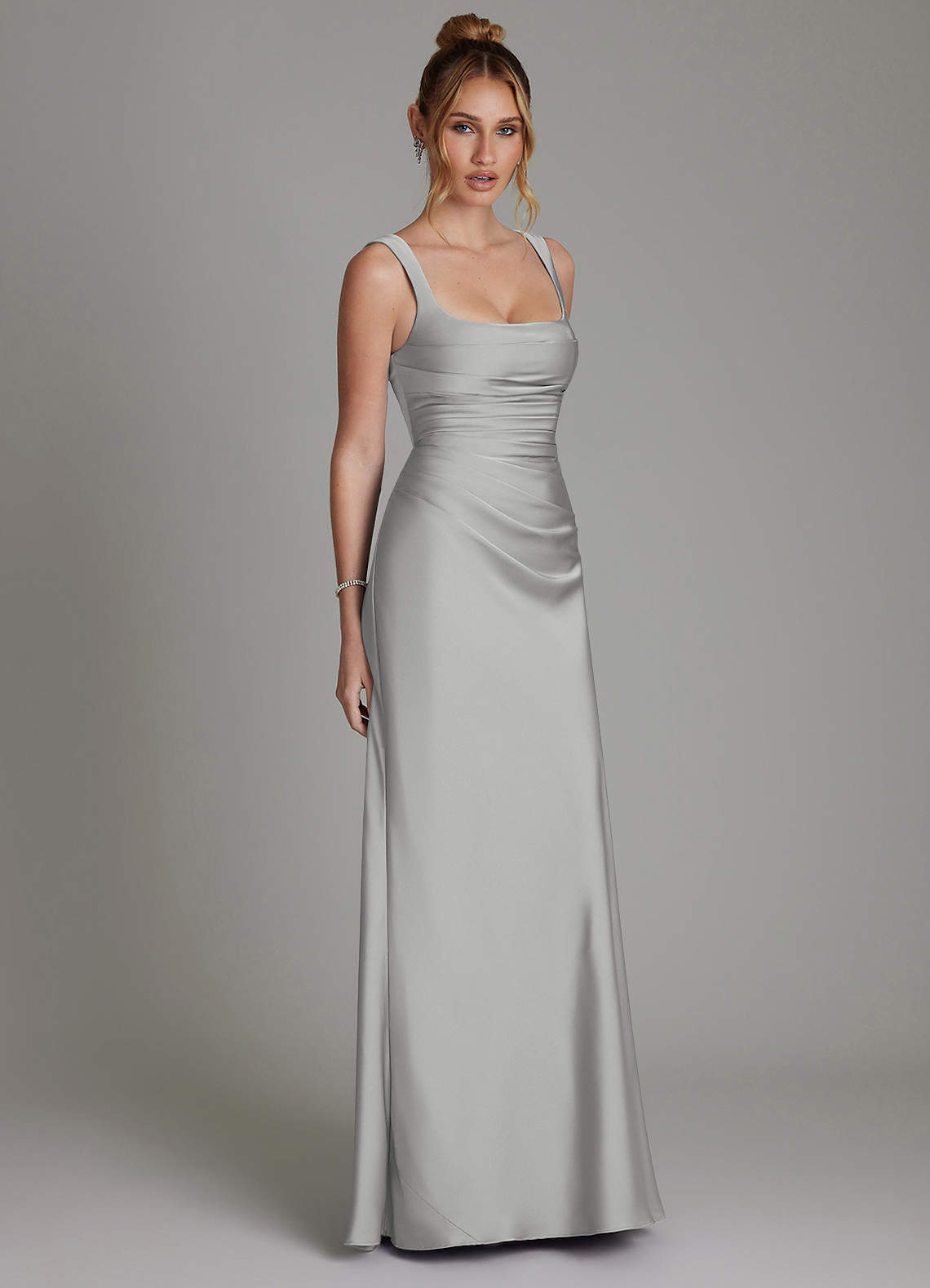 Azazie Agustina Brudepigekjoler Havfrue Korset Stræk satin Gulv-længde Kjole image3