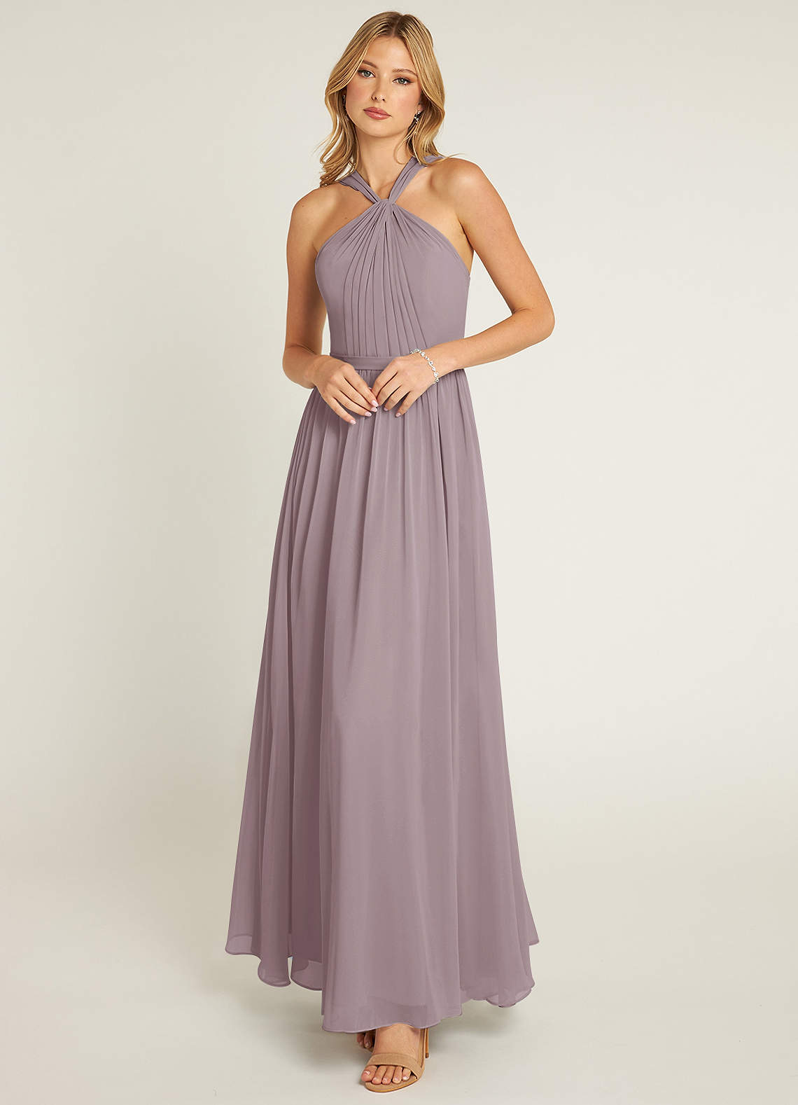 Azazie Jacey Abiti da Damigella Abito A-Line in Chiffon Plissettato Dusk image1