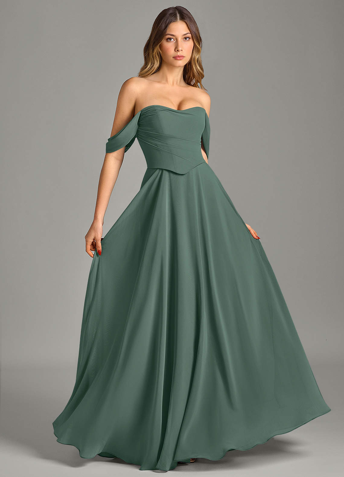 Azazie Chelsey Ready to Ship Sea Moss Chiffon Bridesmaid Dresses | Azazie