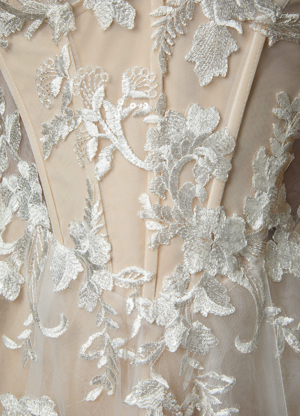 Azazie Aurorie Wedding Dresses Diamond White Nude A-Line Sequins Tulle Dress image7