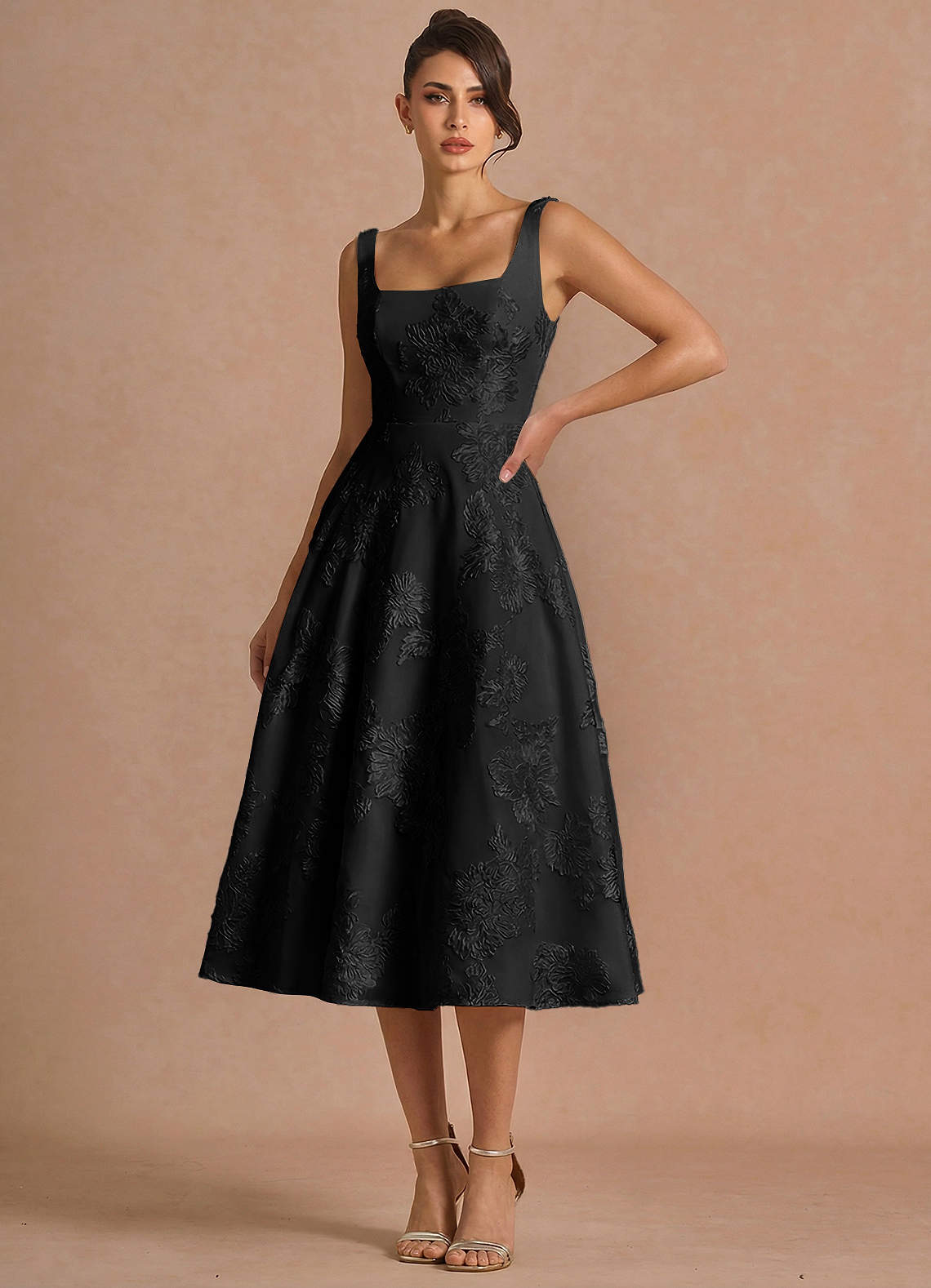 Brynn Black Midi Dress | Azazie