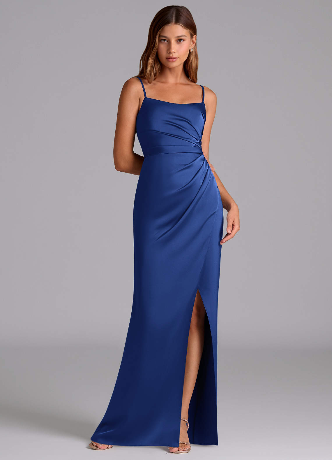 Azazie Calandra Royal Blue Stretch Satin Bridesmaid Dresses | Azazie