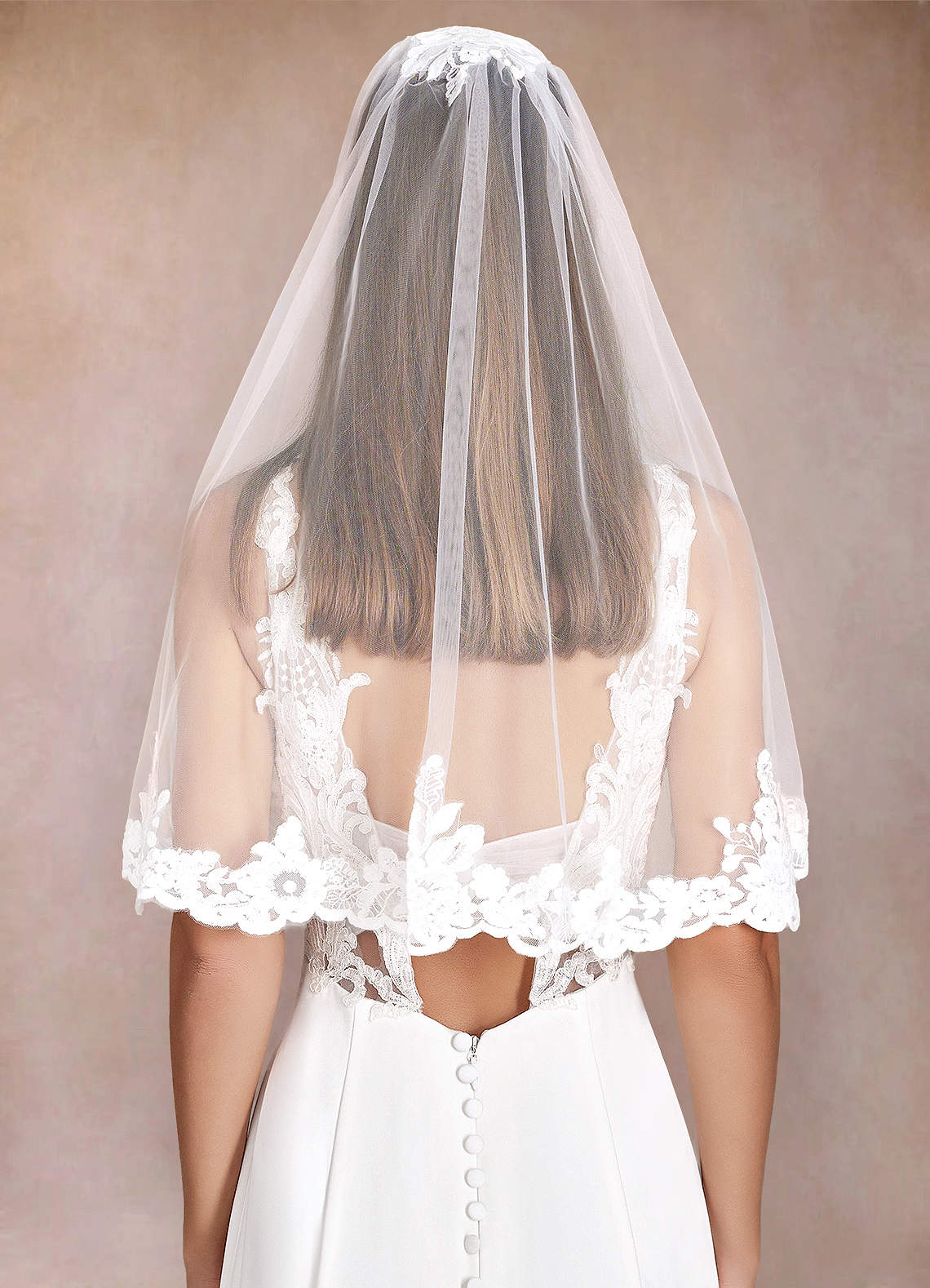 front Persila Lace Elbow Length Veil