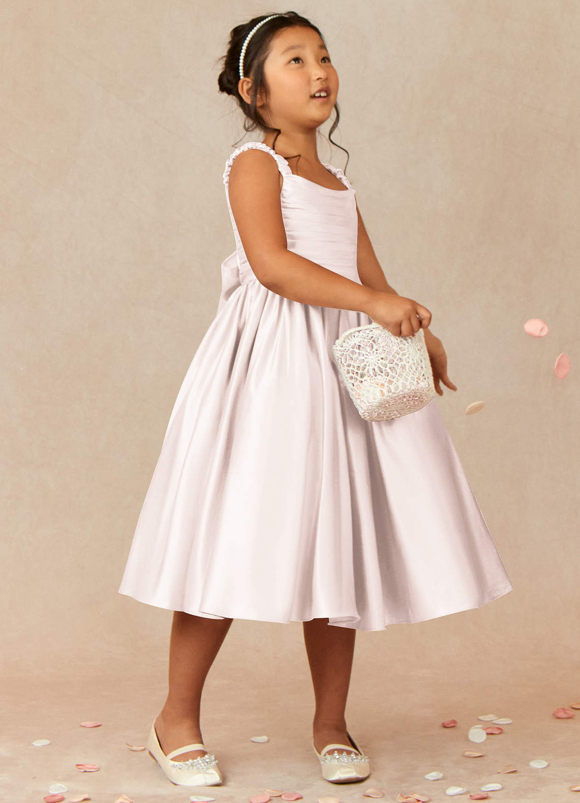 Azazie Cutie Pie Flower Girl Dresses Rose Petal A-Line Pleated Matte Satin Dress image1