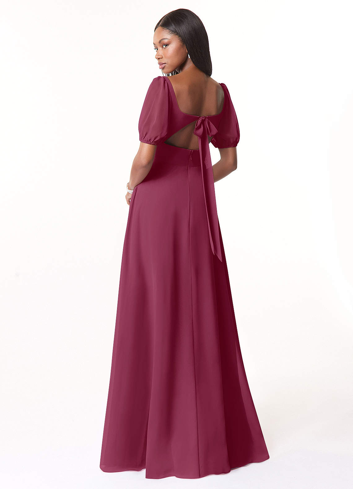 mulberry colour bridesmaid dresses BABARONI Lace and Chiffon Dresses with Open Back-Mulberry, Mulberry / US0