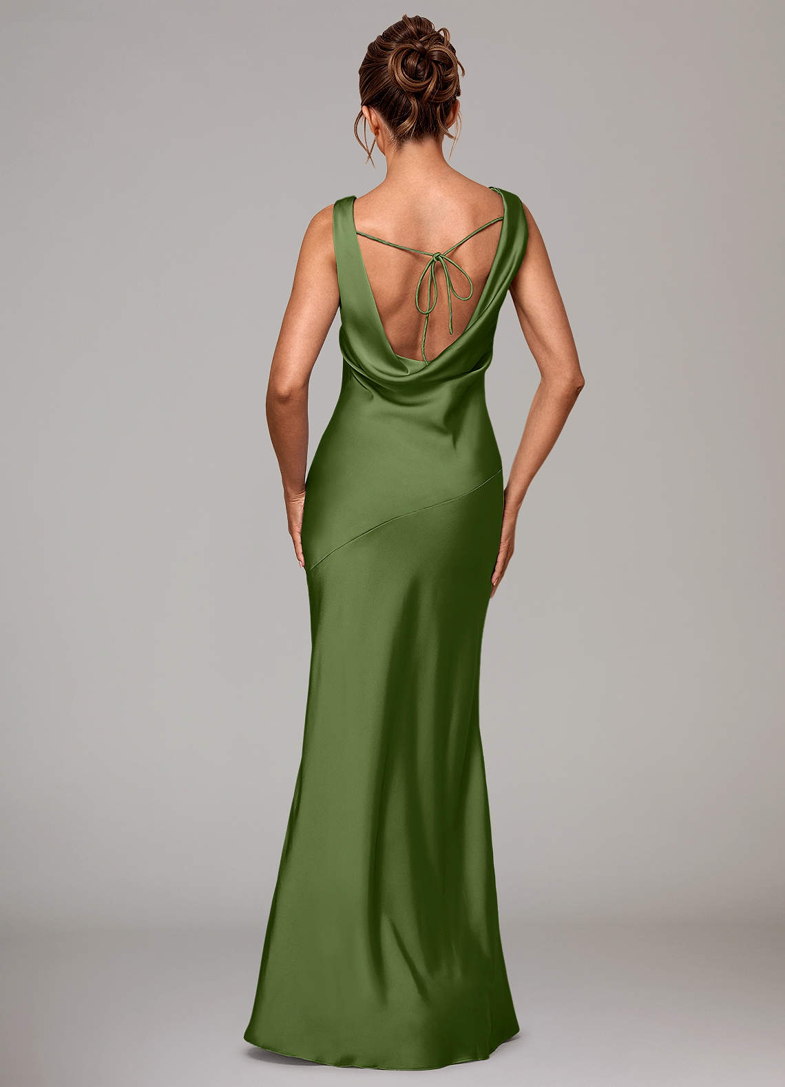 Azazie Rylina Vestidos de damas de honor Vestido de Enebro de Satén Elástico de Corte Sirena image4