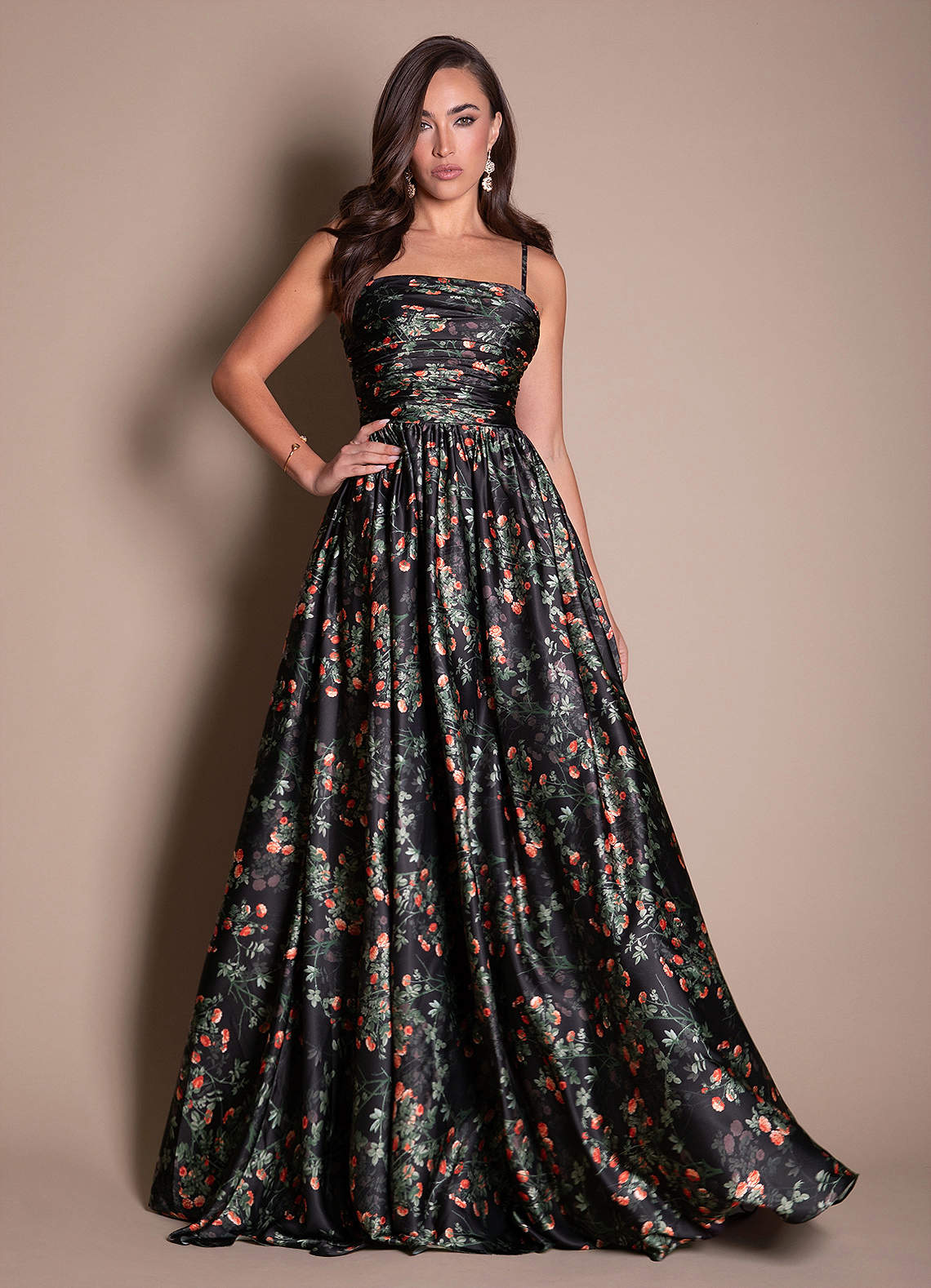 Suzana Noir Rosette Maxi Dress Ready to Ship | Azazie