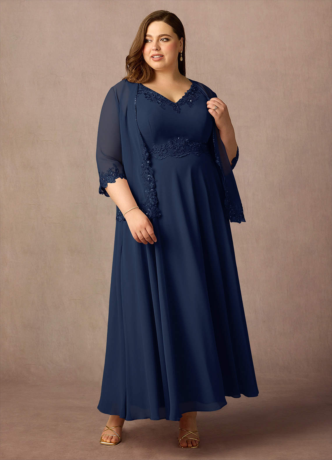 Azazie Devana Mother of the Bride Dresses Dark Navy A-Line Sequins Chiffon Dress image4