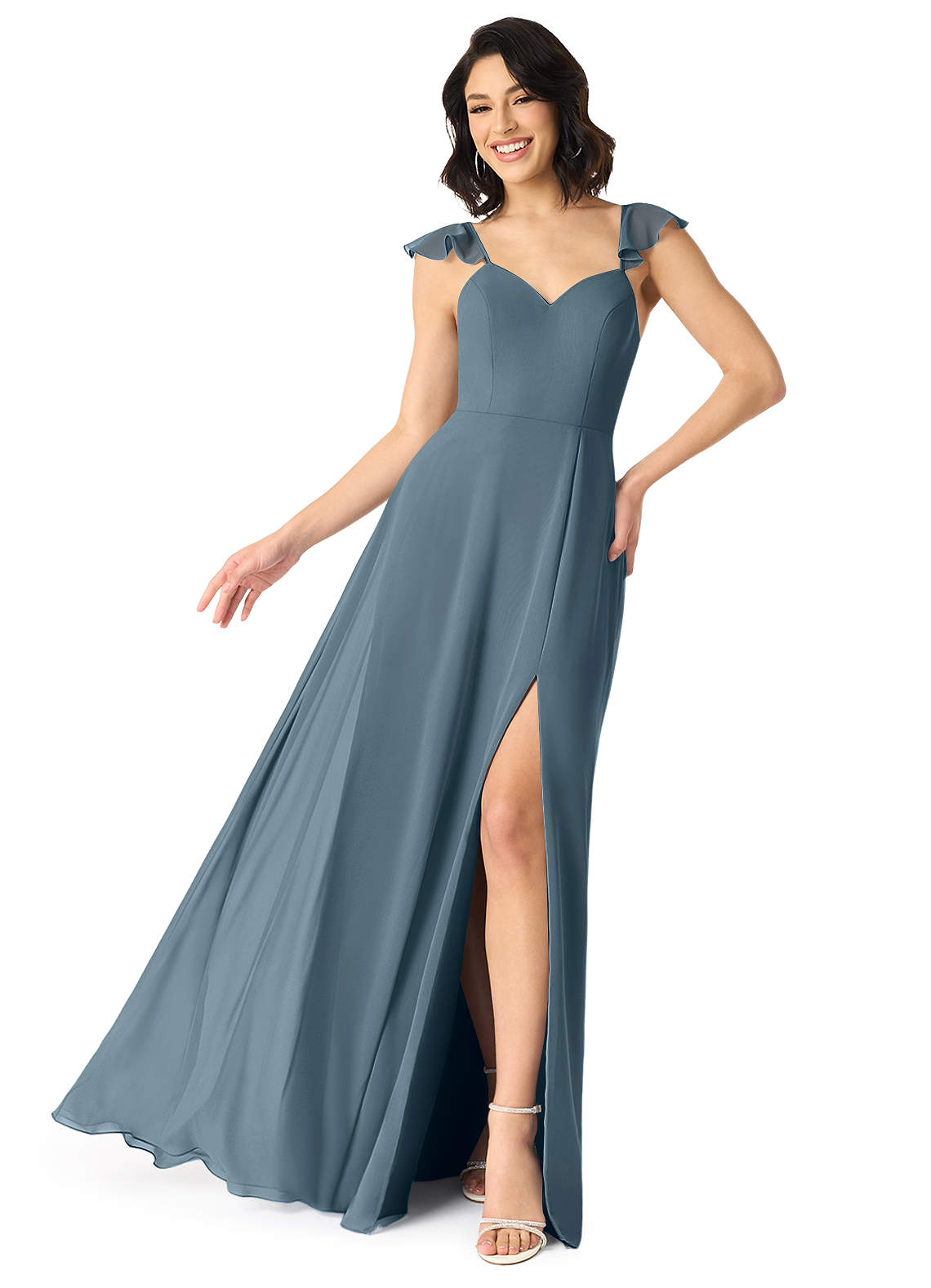 bridesmaid dresses under 30 Azazie A-Line V-Neck Floor-Length Chiffon Goldilocks Costume dress for _tab_size-chart-dress-shirts Size (US):10 Square Embellishment