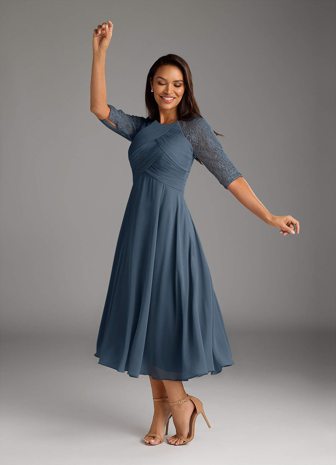 Azazie Dorothea Mother of the Bride Dresses Neptune A-Line Scoop lace Chiffon Dress image1