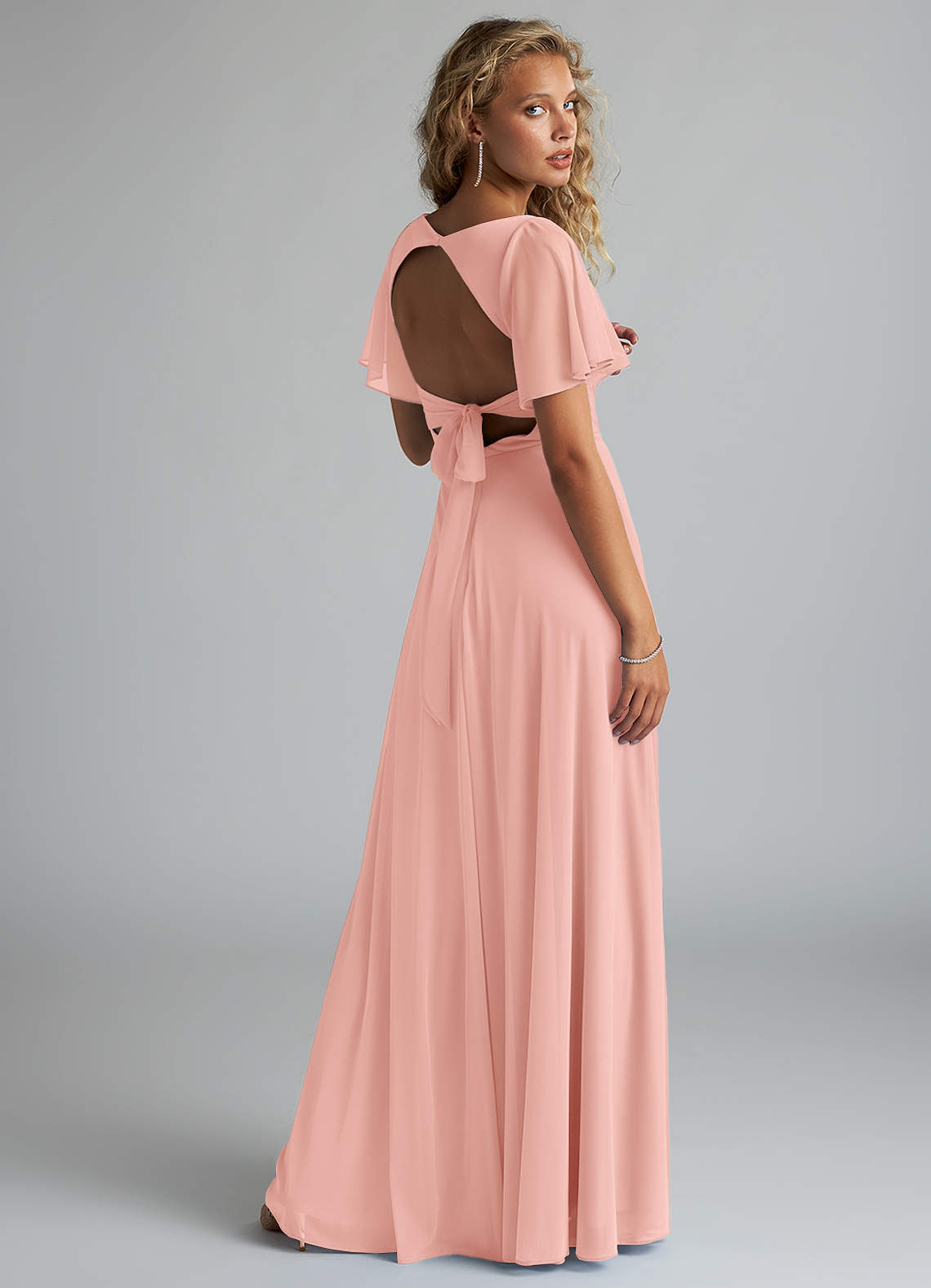 frock and frill bridesmaid dresses Natalie Long Mock Neck Mesh Sleeve Dress Navy / 12