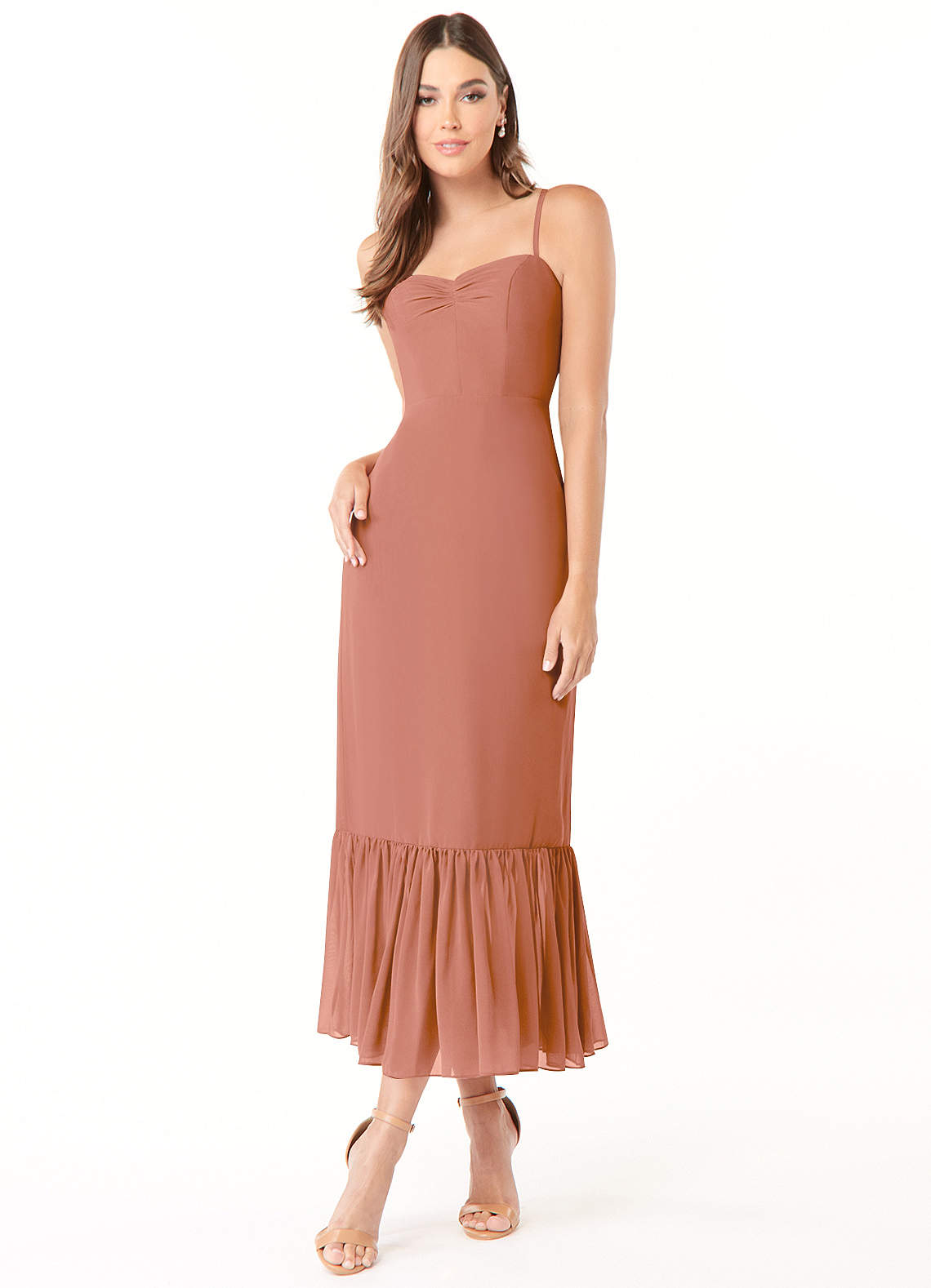 Azazie Justina Bridesmaid Dresses MAI TAI A-Line Sweetheart Neckline Chiffon Dress image1