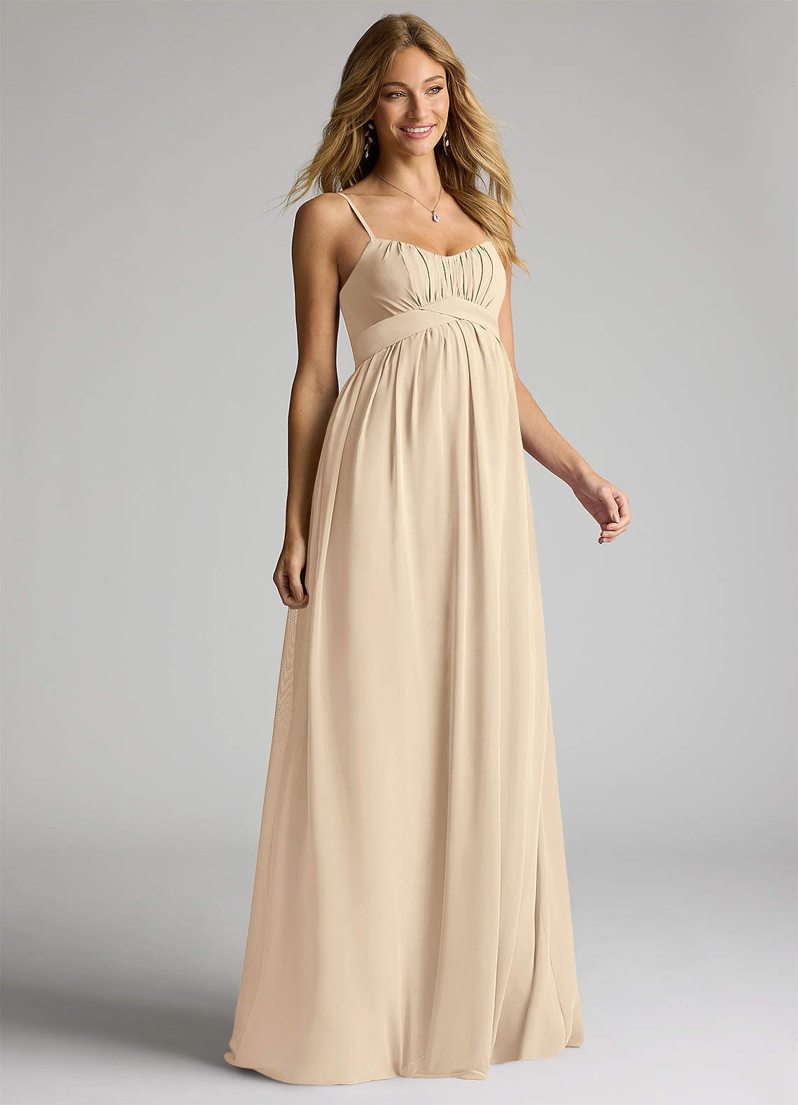 Azazie Llana Vestidos de dama de honra para maternidade Vestido Linha A Comprimento do chão Chiffon image1