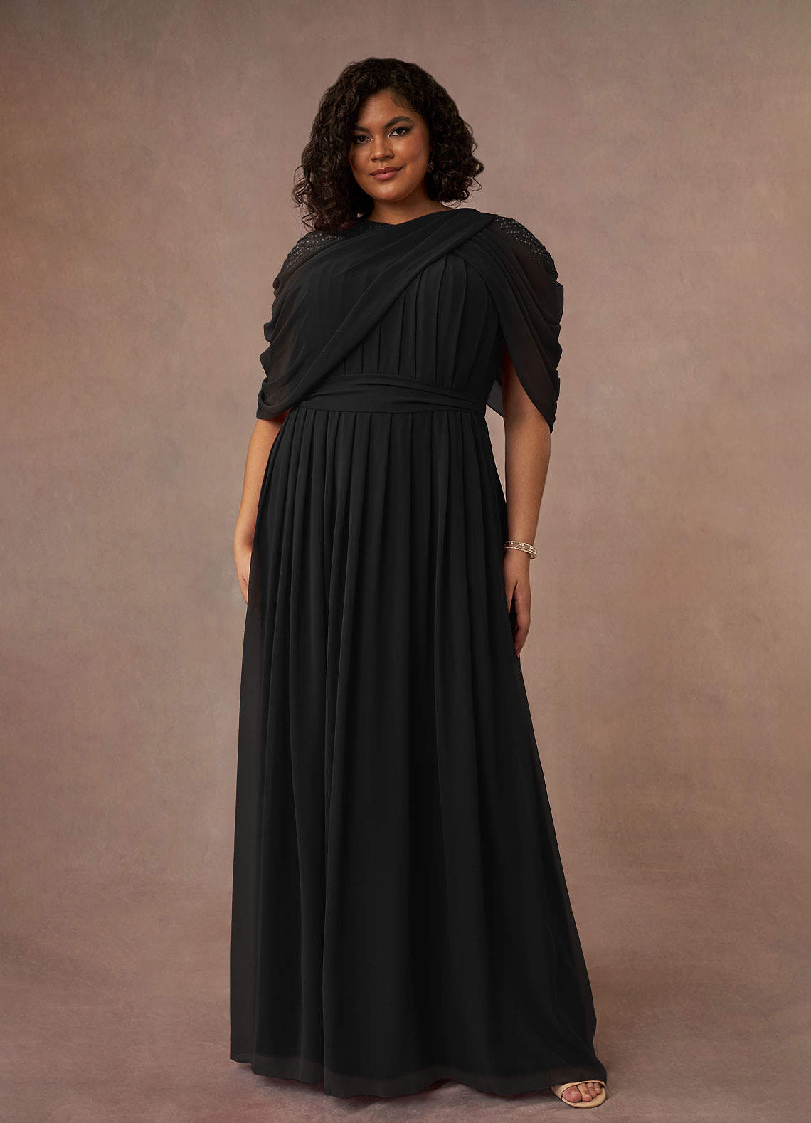 Azazie Olena Mother of the Bride Dresses Black A-Line Sequins Chiffon Dress image6