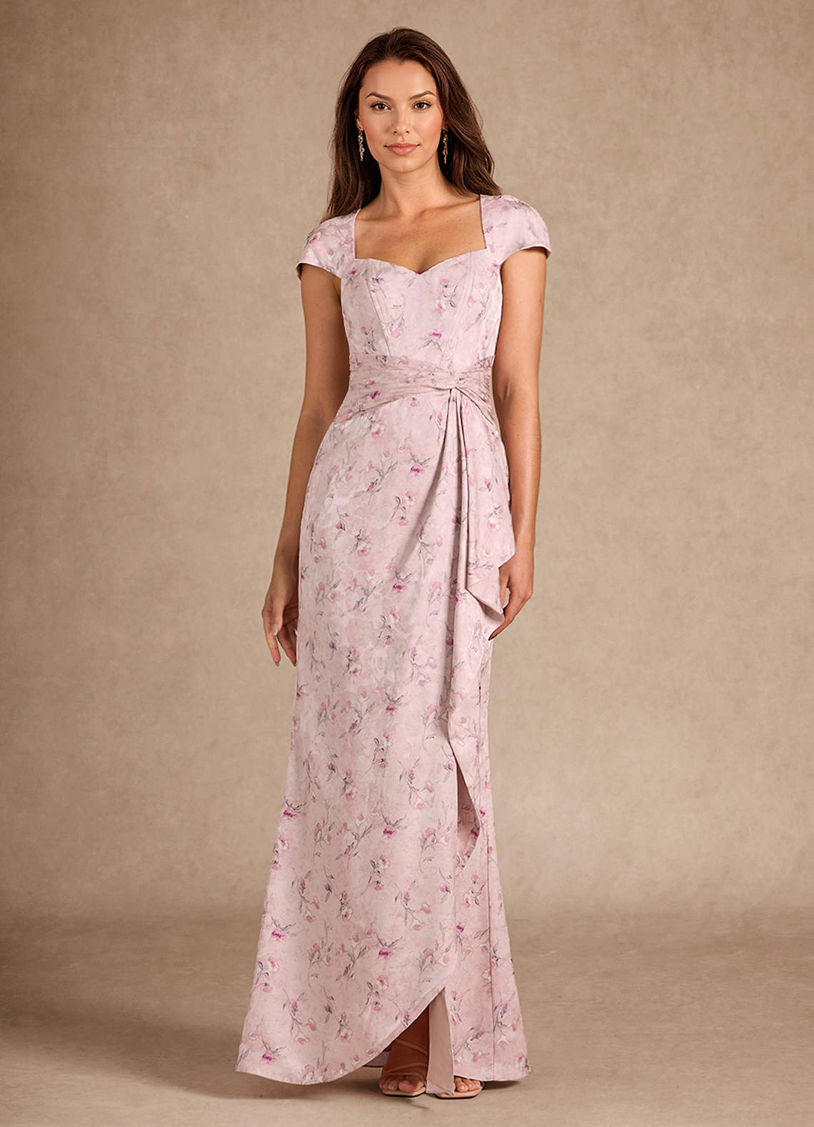 Azazie Elmira vestidos de madre de la novia Vestido de Rosa Inglesa de Satén Elástico de Recto con Escote de Corazón image5