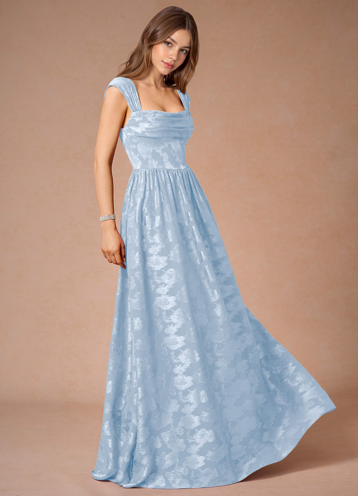 Hazel Powder Blue Pleated Maxi Prom Dress image1