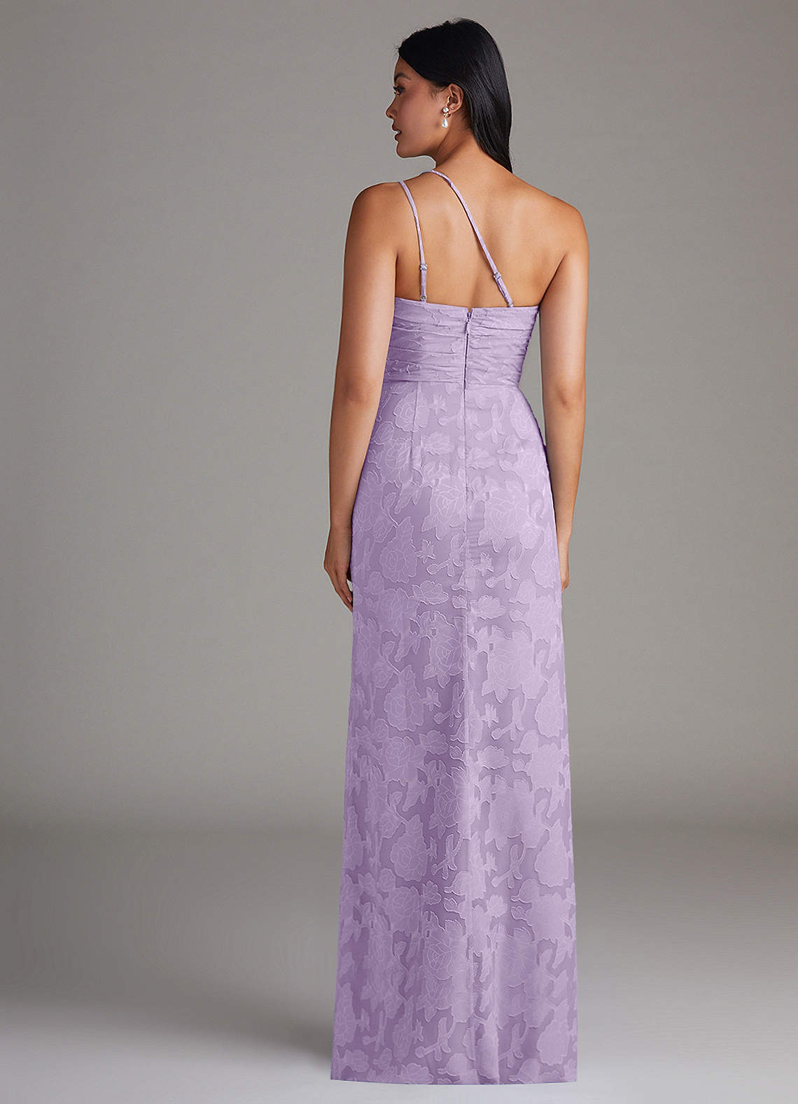 Azazie Eren Jurken voor bruidsmeisjes Jurk van Bloemen Burn-out met Kolom One-shoulder Lila image1