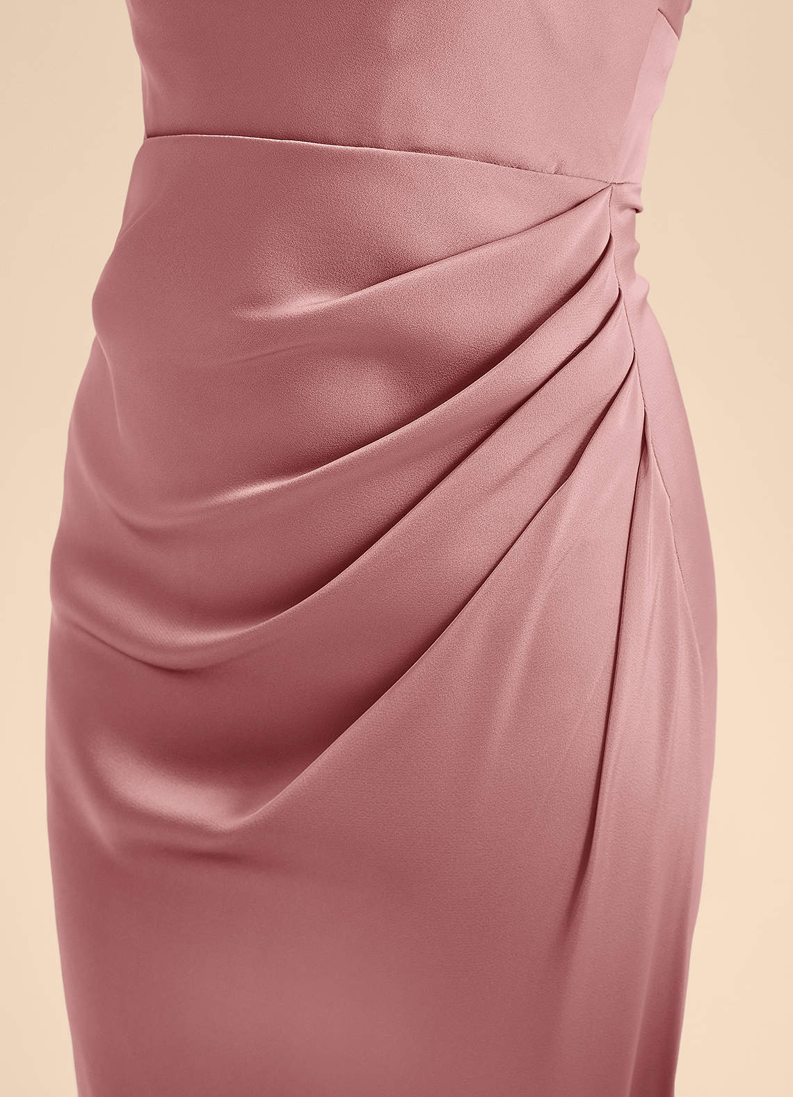 Azazie Renna Junior Vestido de Rosa Polvorienta de Satén Elástico de Corte En A con Plisado image6