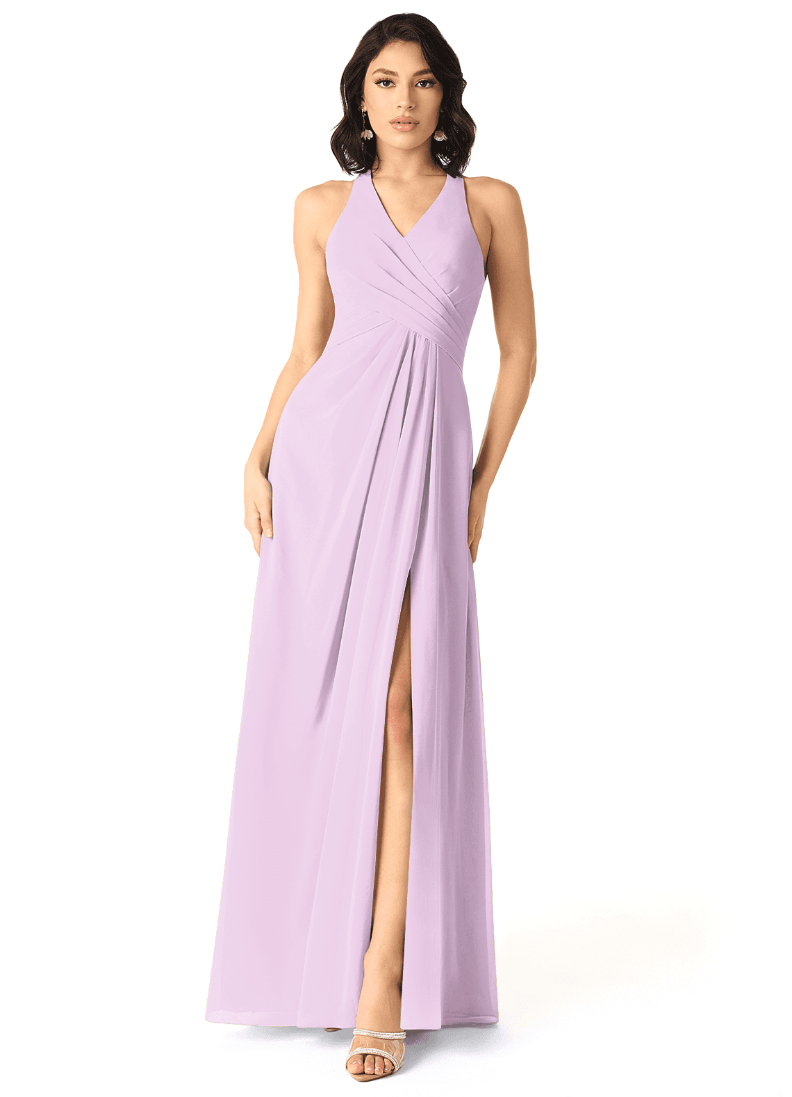 Azazie Danica Bridesmaid Dresses Frosted Lilac A-Line Pleated Chiffon Dress image1