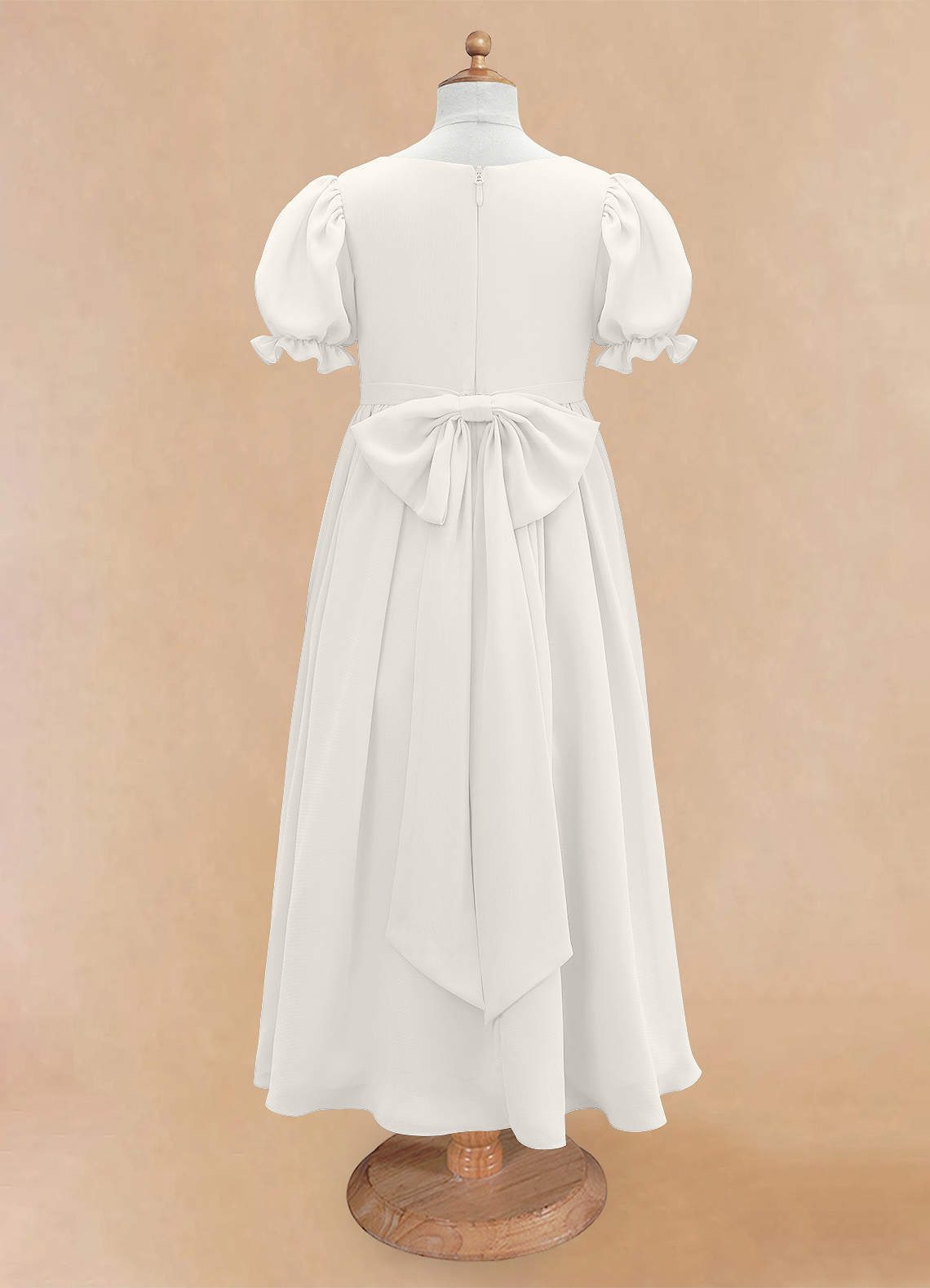 Azazie Joss Flower Girl Dresses Ivory A-Line with Sleeves Chiffon Dress image5