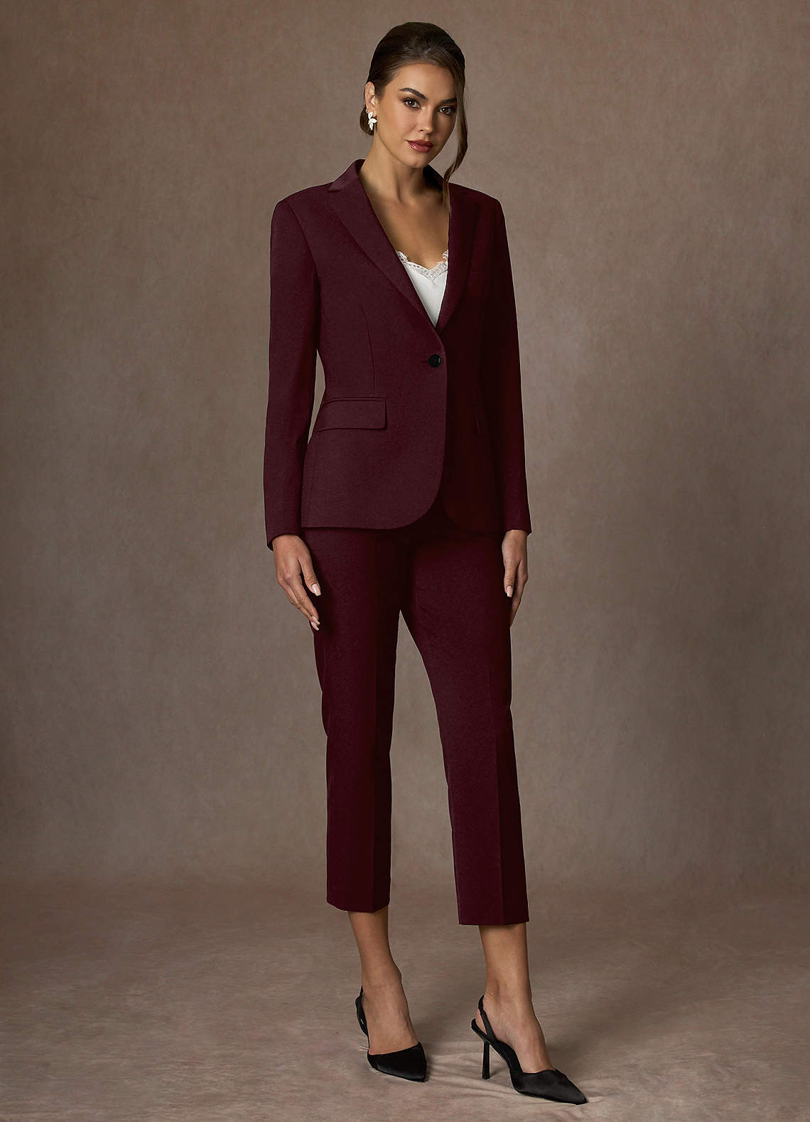 front Kennedy Cabernet Structured Stretch Dress Pants