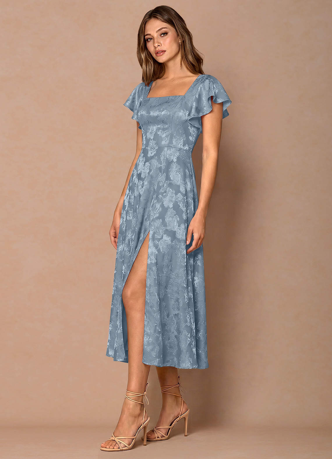 dusty blue midi dress with sleeves marloe midi dress // dusty blue *zoco exclusive* medium