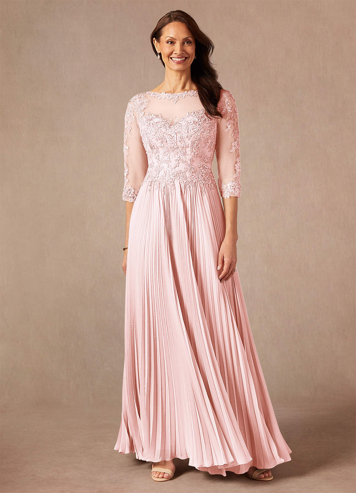 Azazie Corinne Mother of the Bride Dresses Blushing Pink A-Line Sequins Chiffon Dress image1