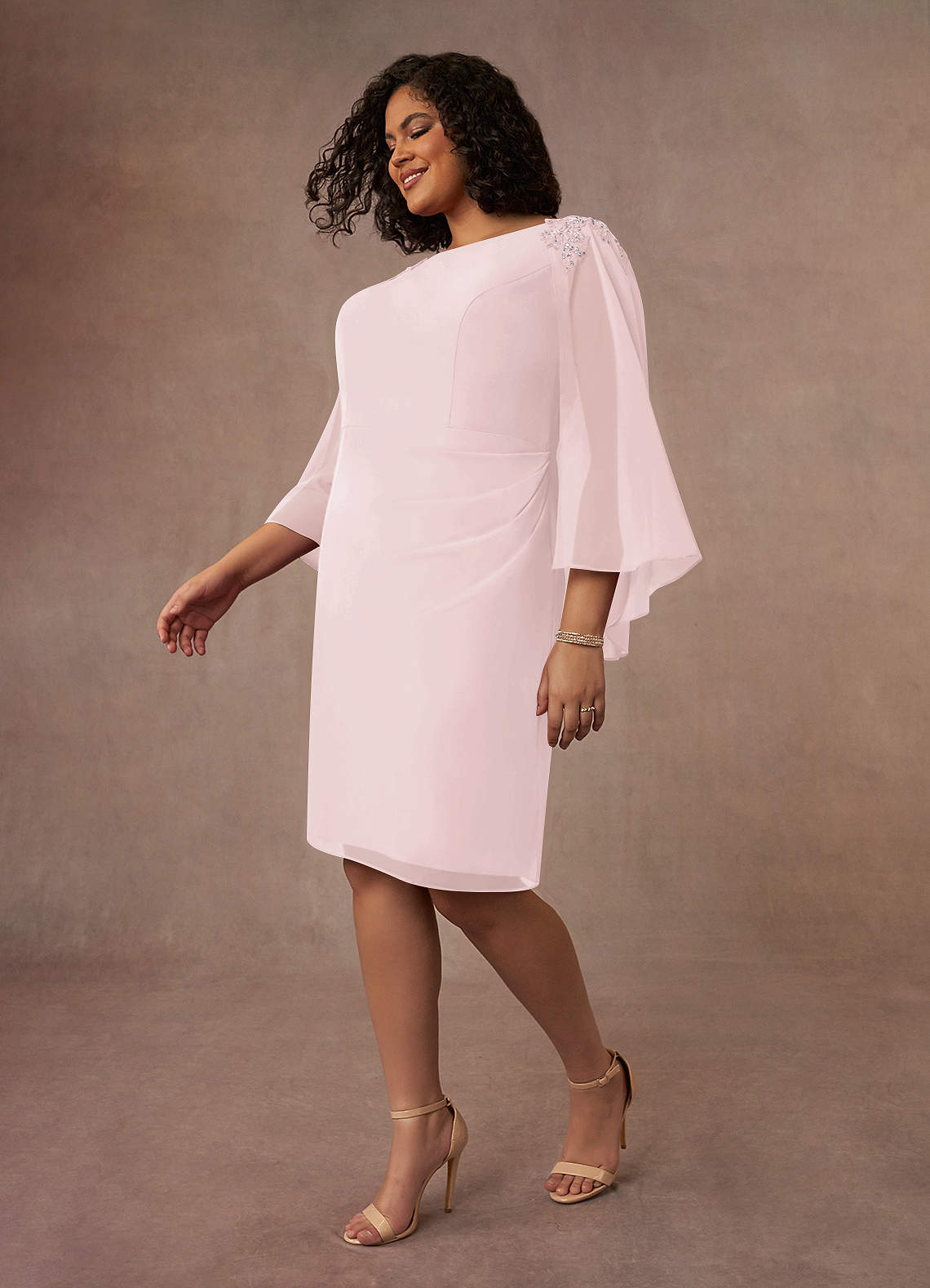 Azazie Carmela Mother of the Bride Dresses Blushing Pink Sheath Lace Chiffon Dress image8