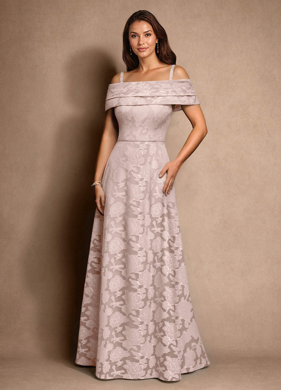 Azazie New Britain vestidos de madre de la novia Vestido de Rosa Rubor de Devorado Floral de Corte en A con Plisado image3