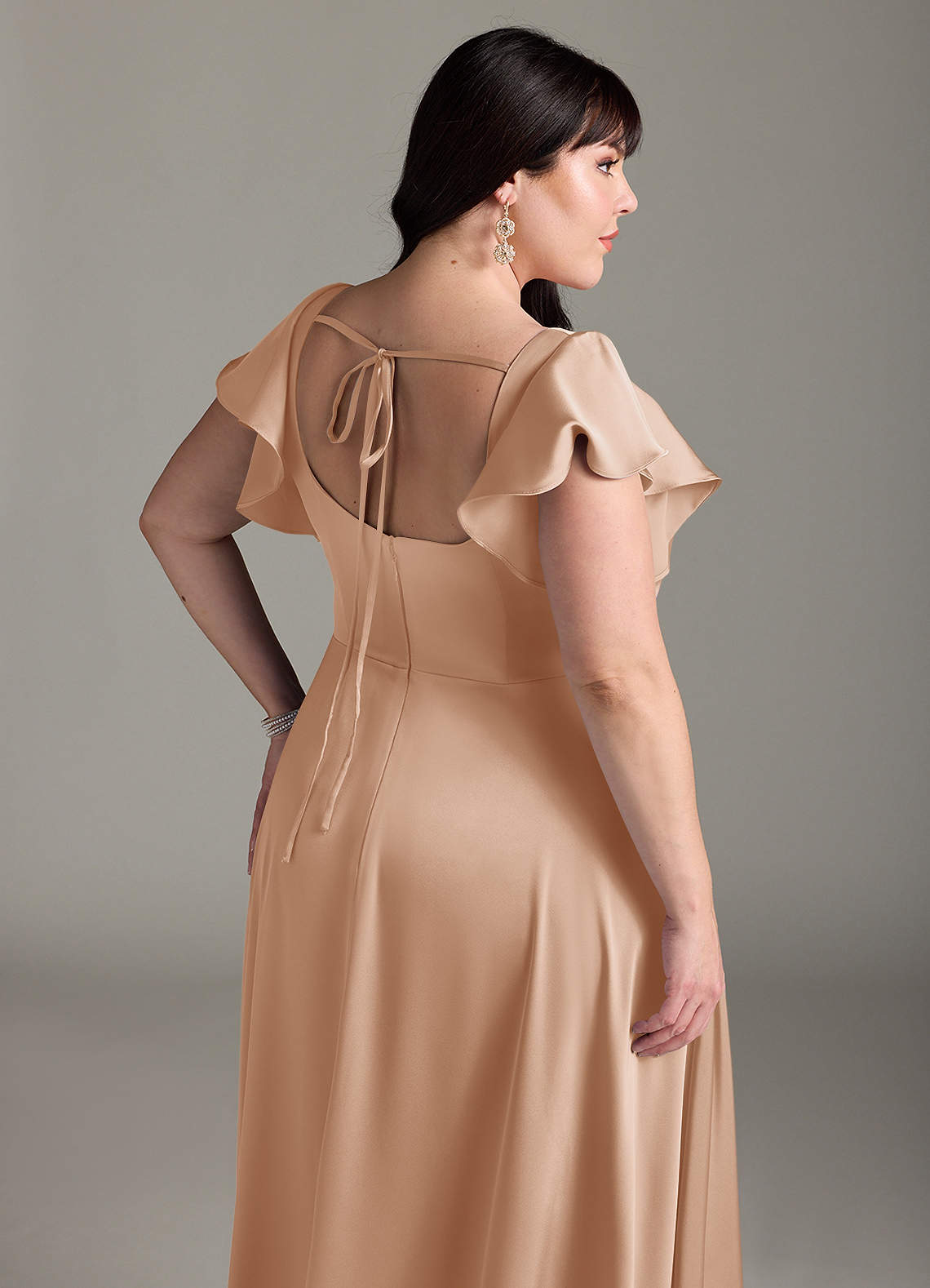 Azazie Bondi Bridesmaid Dresses English Rose A-Line Bow Stretch Satin Dress image11