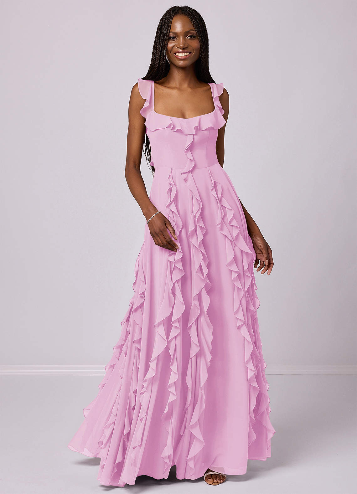 Barbie ♥ Azazie Bridesmaid Dresses Candy Pink A-Line with Pockets Chiffon Dress image3