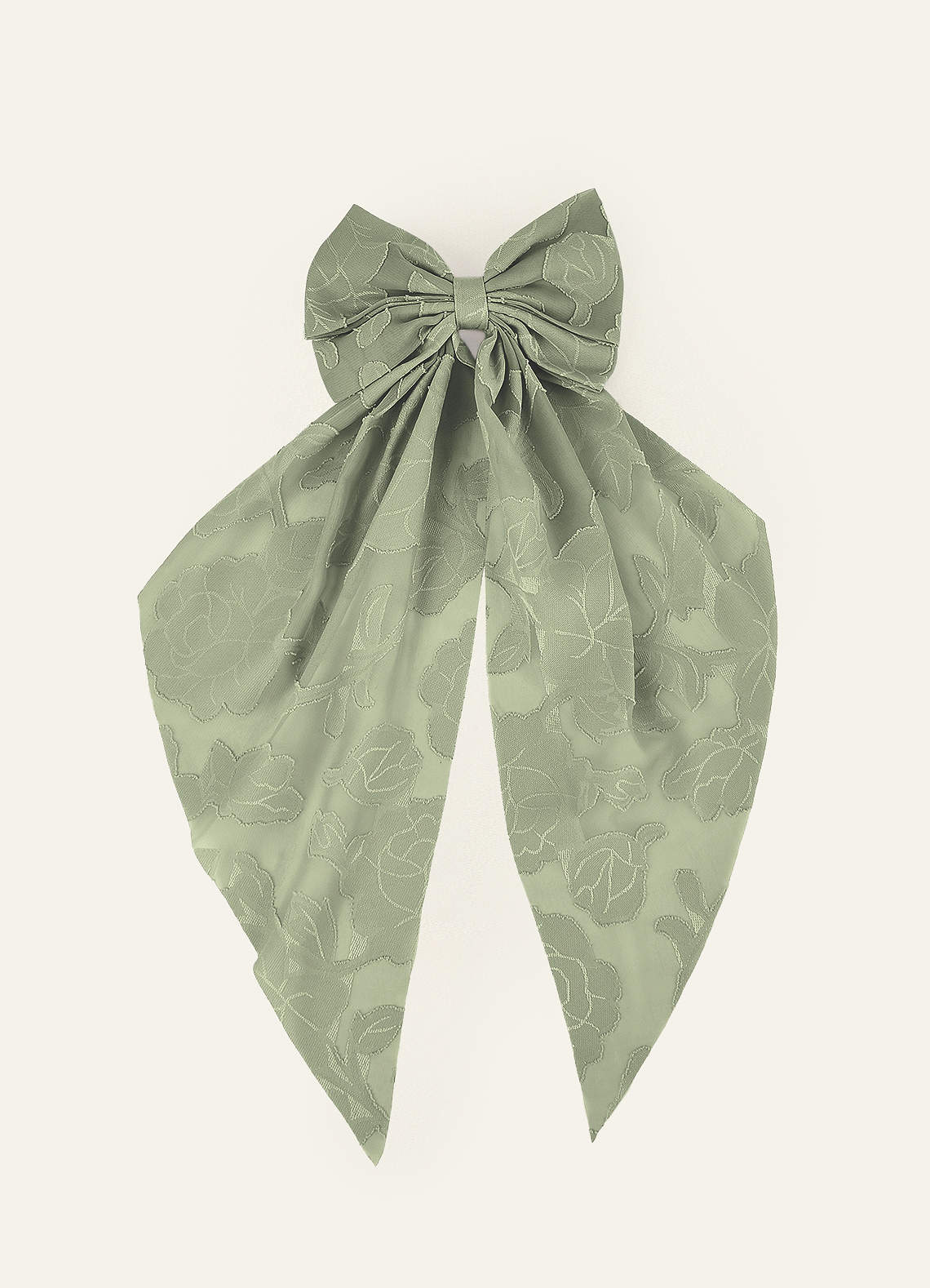 front Matching Color Floral Burnout Bow Hair Clip