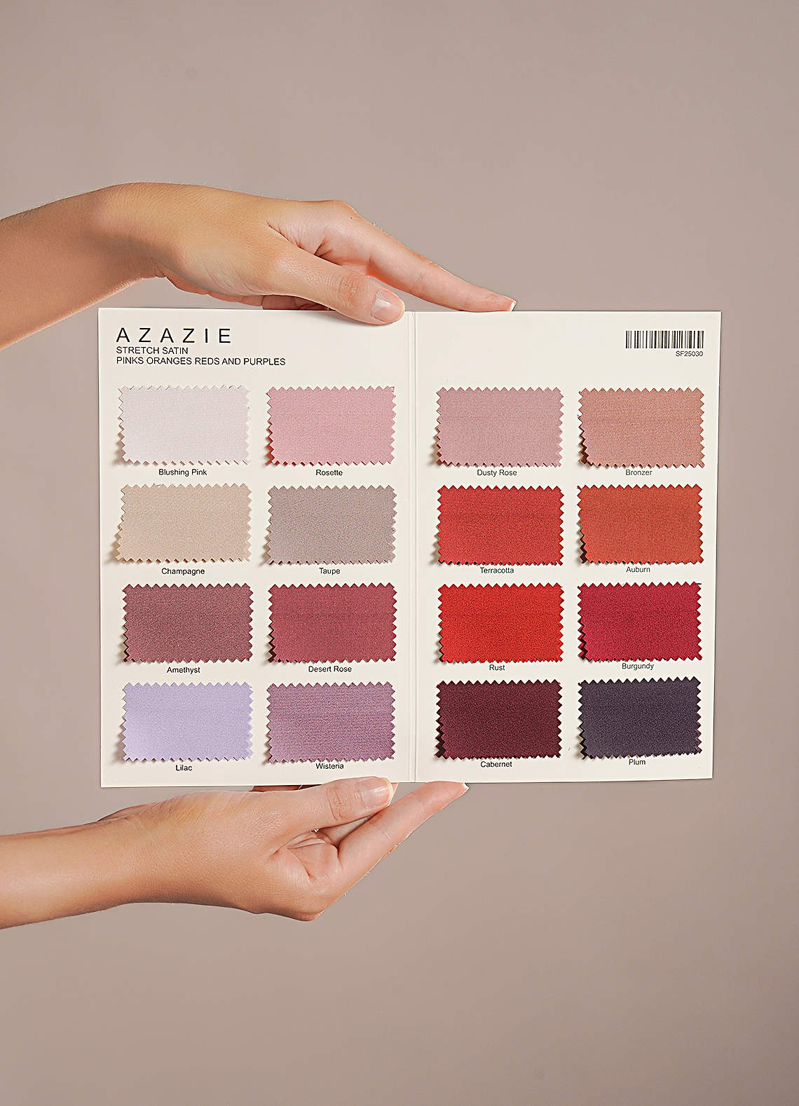 front Azazie Stretch Satin Multi Color Swatch Card