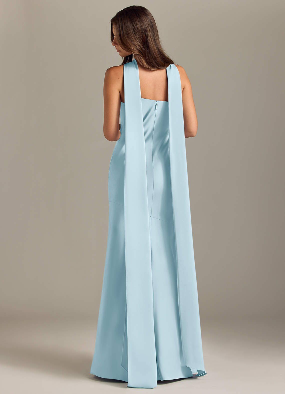 Azazie Kinsley Bridesmaid Dresses Sky Blue Mermaid Side Slit Stretch Satin Dress image1