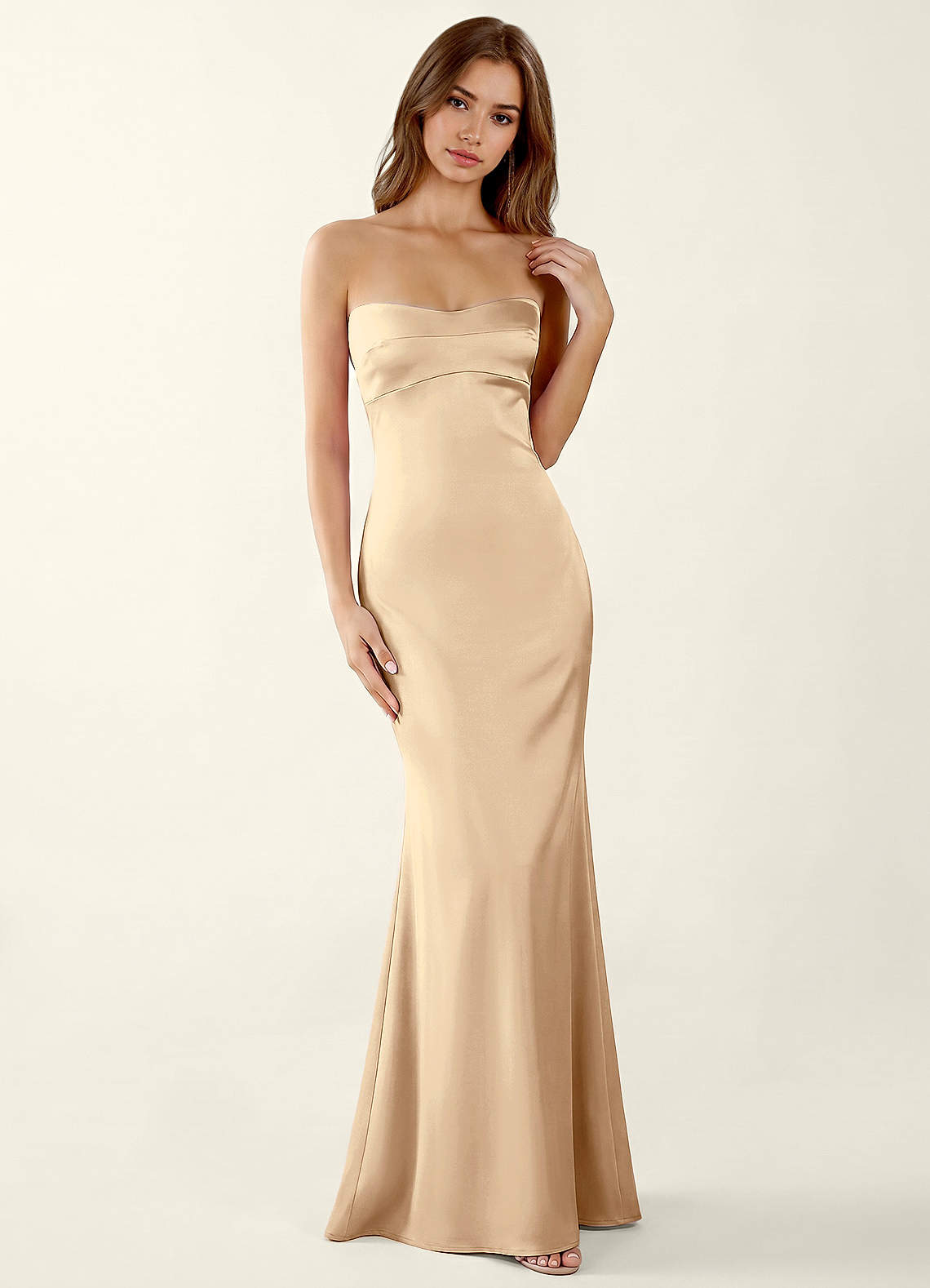 Miniqueadom Champagne Open Back Satin Vacation Dress