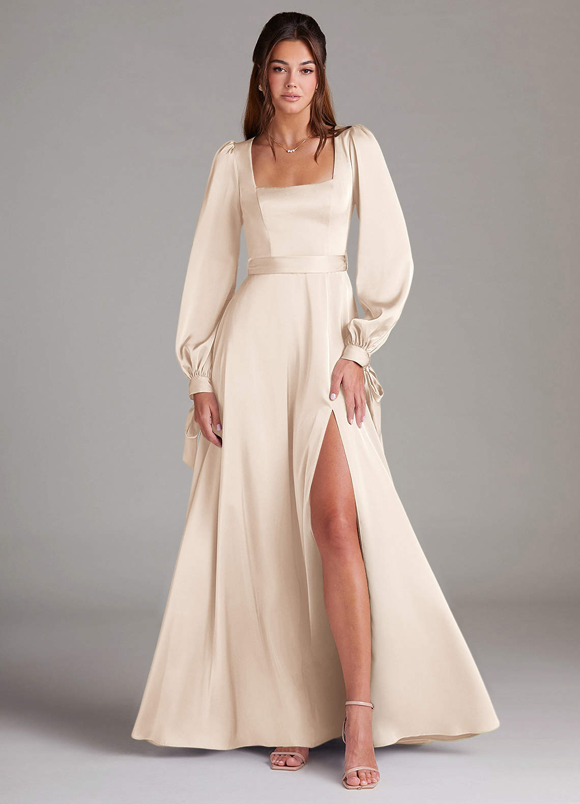azazie white alabaster bridesmaid dress Azazie Zeya