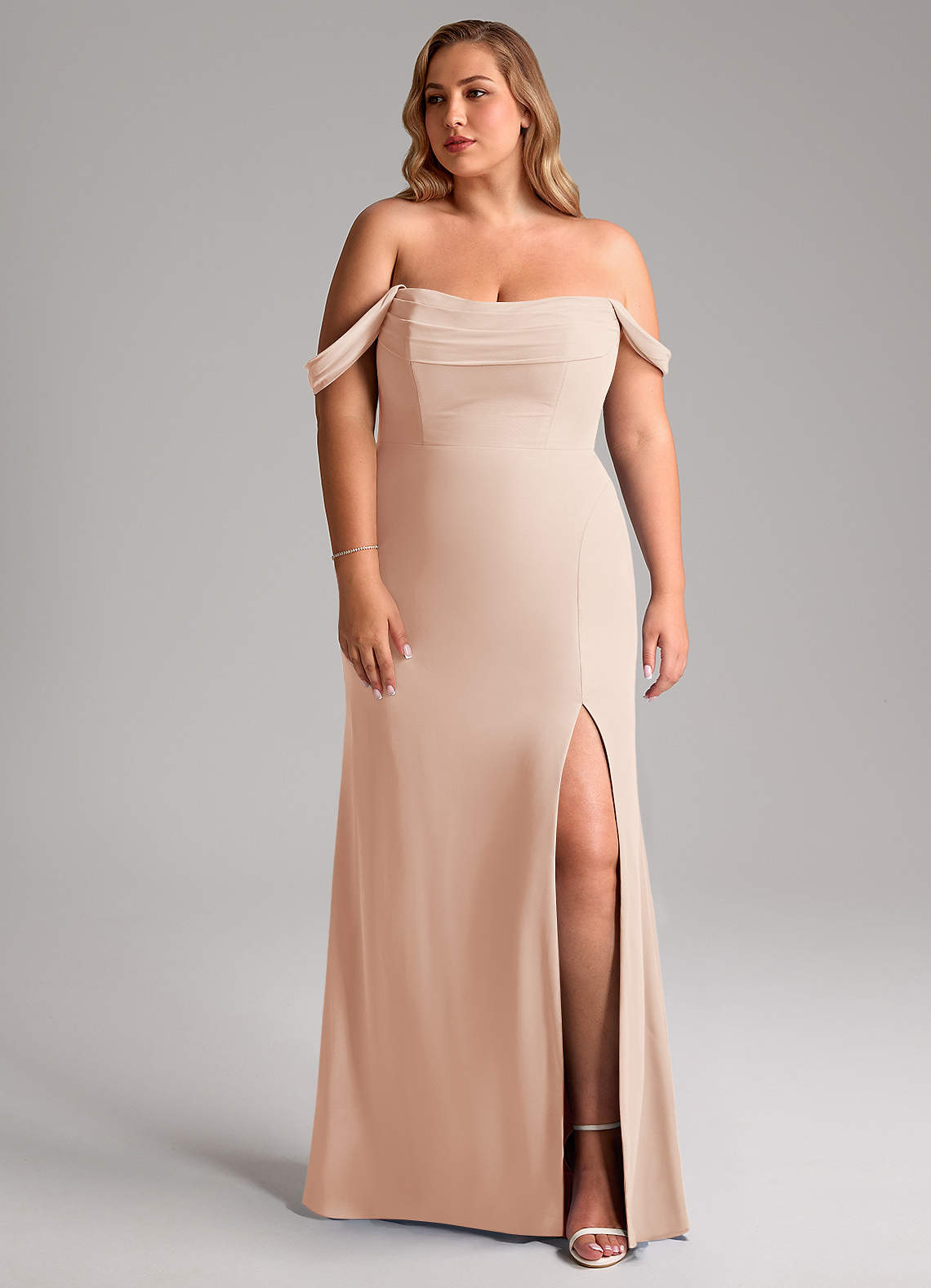Azazie Saige Bridesmaid Dresses English Rose A-Line Off the Shoulder Chiffon Convertible Dress image9