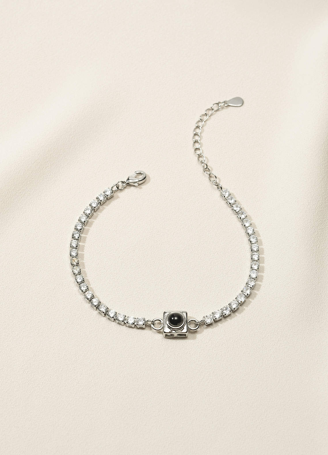 front Personalized Photo Projection Tennis Bracelet