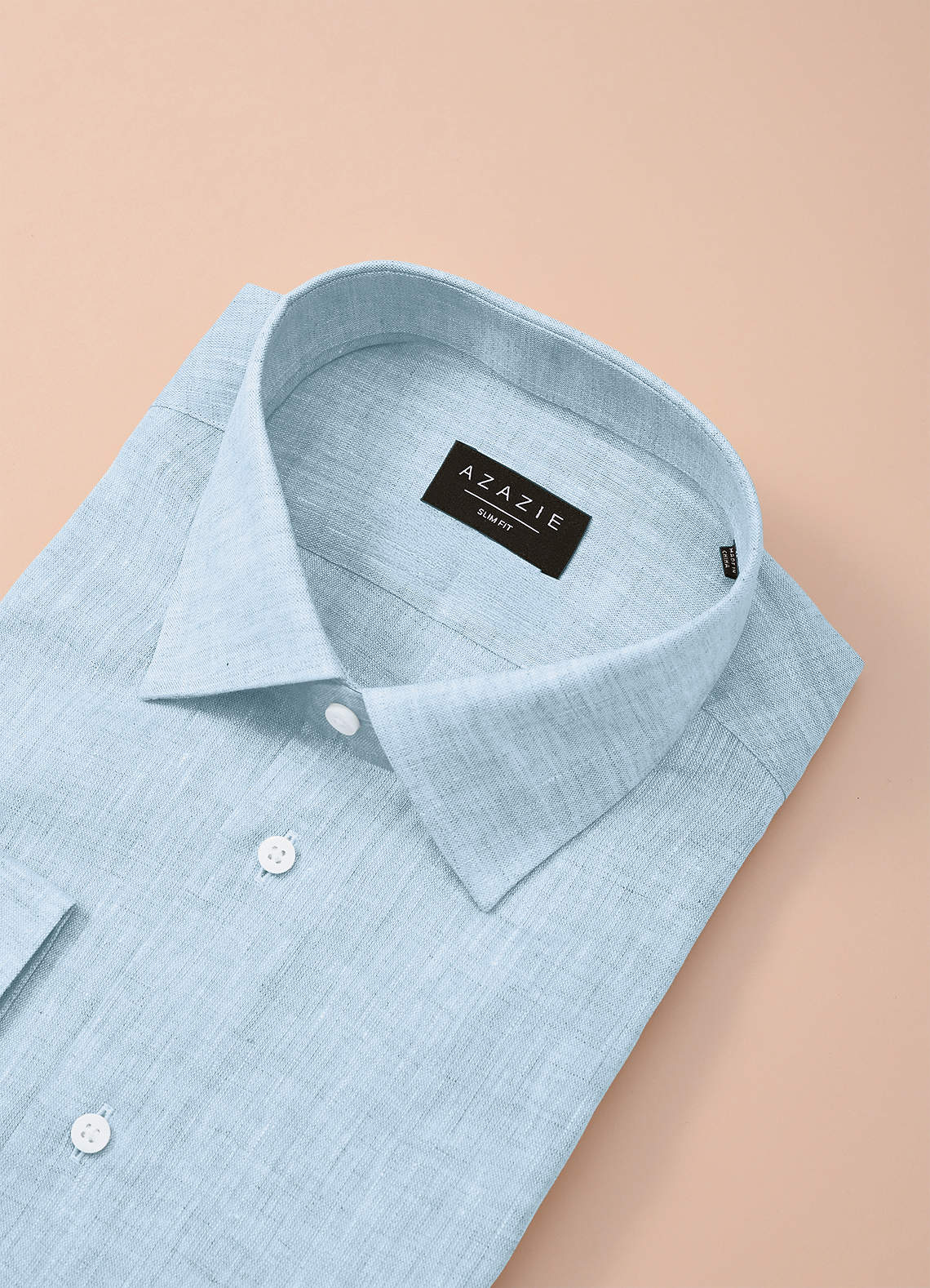 front Elliot Sky Blue 100% Linen Dress Shirt