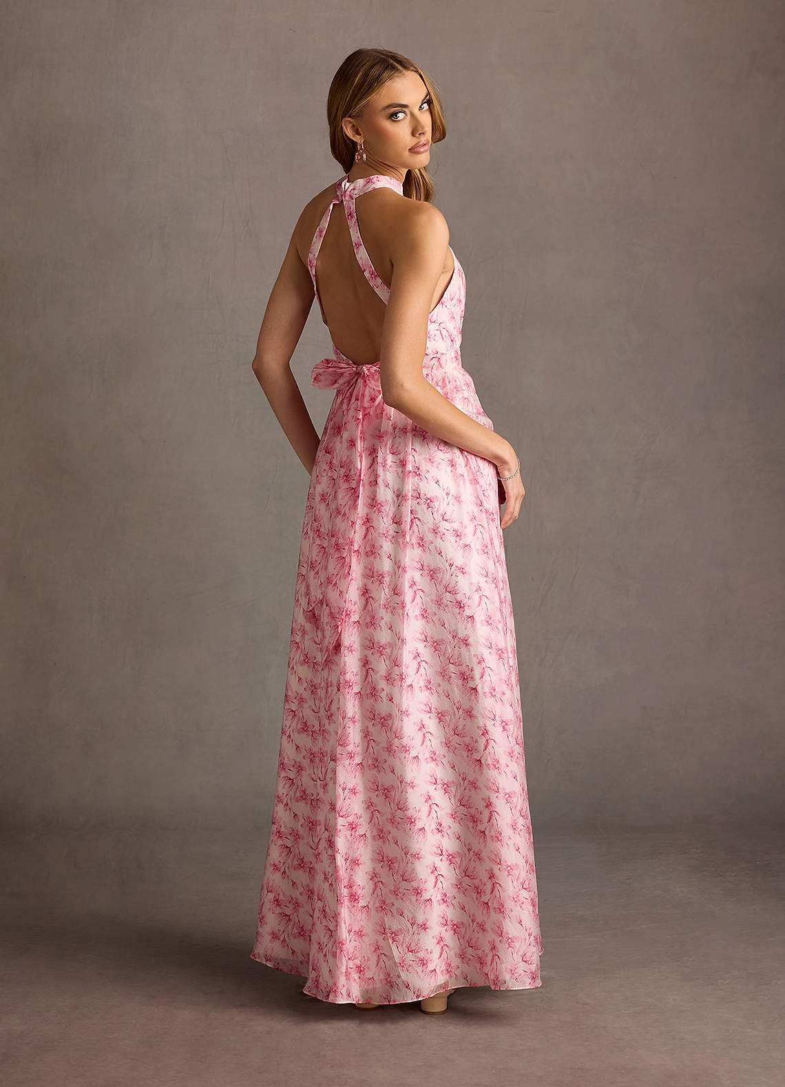 Marjorie Pink Floral Open Back Maxi Dress Ready to Ship Azazie