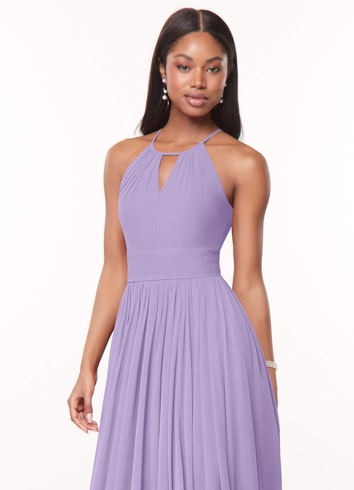 Azazie Cherish Brautjungfernkleider A-Linie Plissee Chiffon Kleid Flieder image1