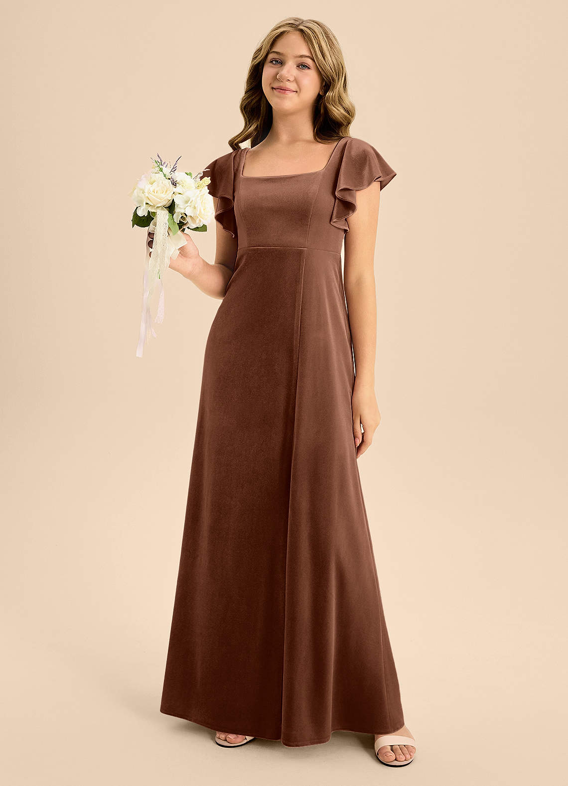 Azazie Bondi Junior Bridesmaid Dress in Umber