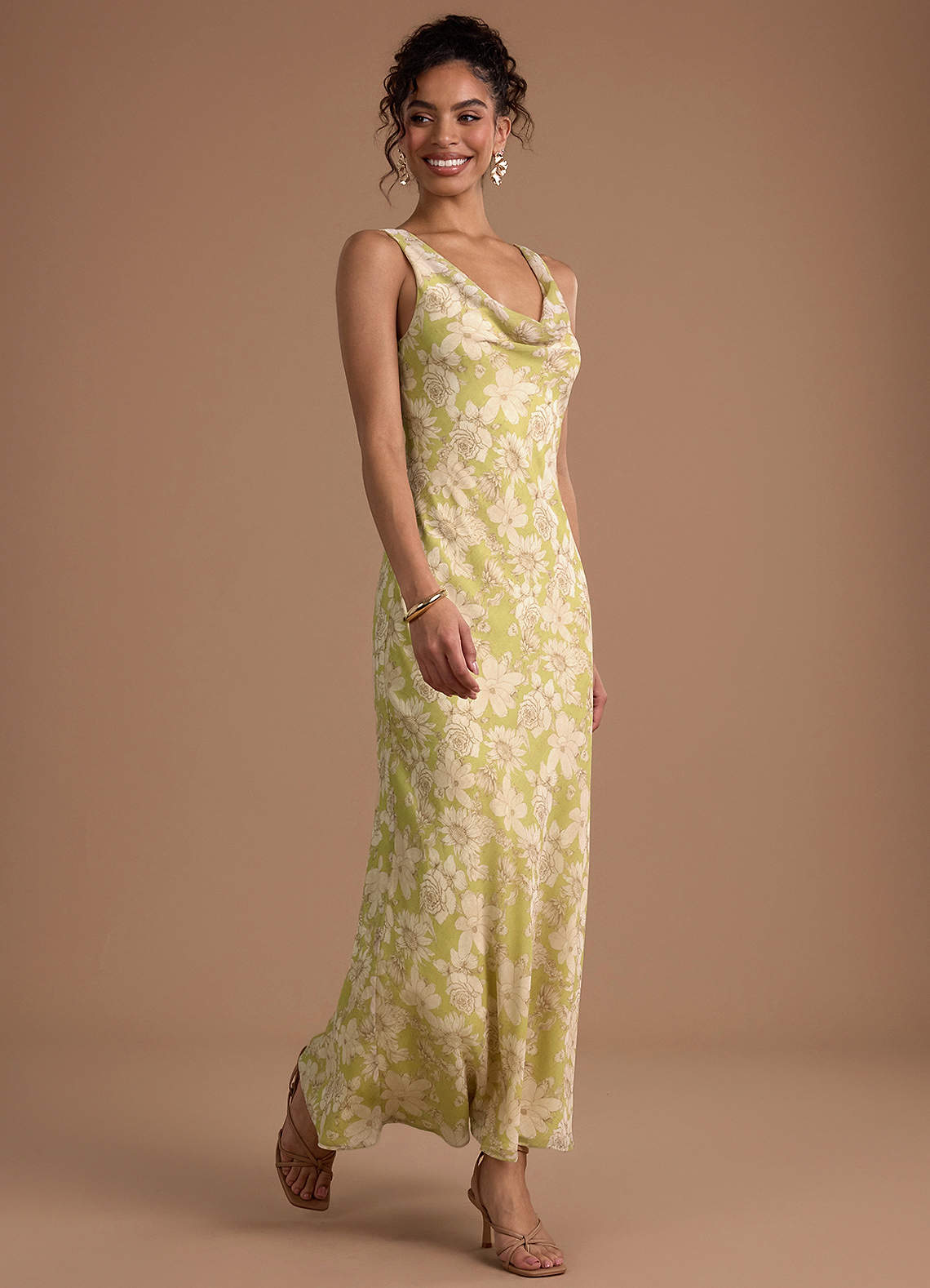 Terrie Olive Floral Maxi Dress | Azazie