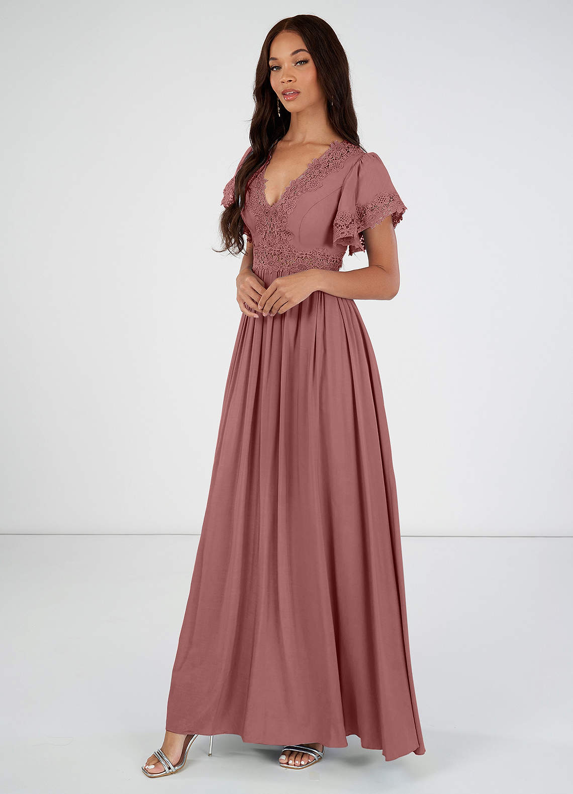 Azazie Tulum Bridesmaid Dresses A-Line Lace Viscose Floor-Length Dress image1