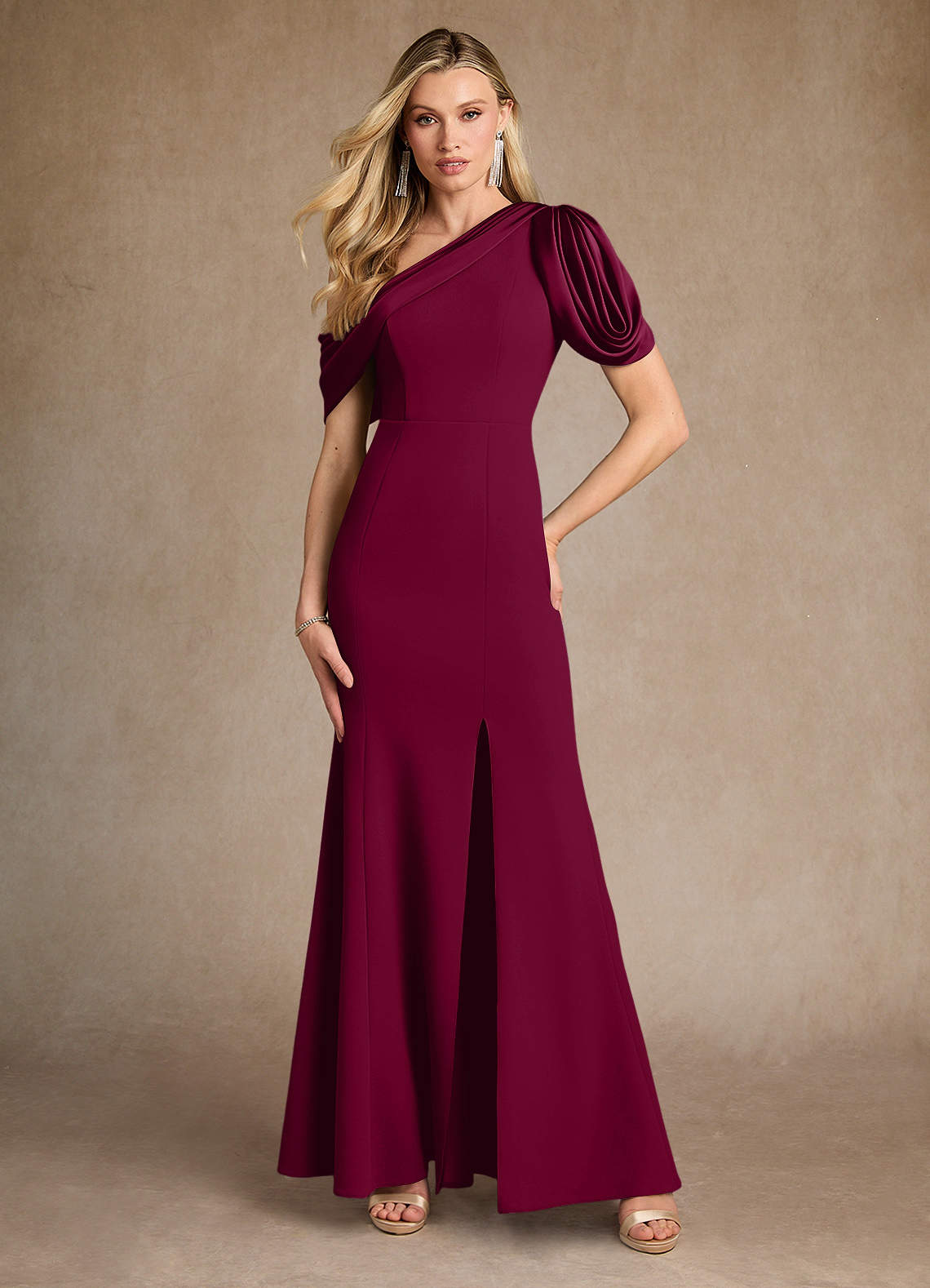 burgundy crepe dress Burgundy crepe dress C:IB1041 Burgundy
