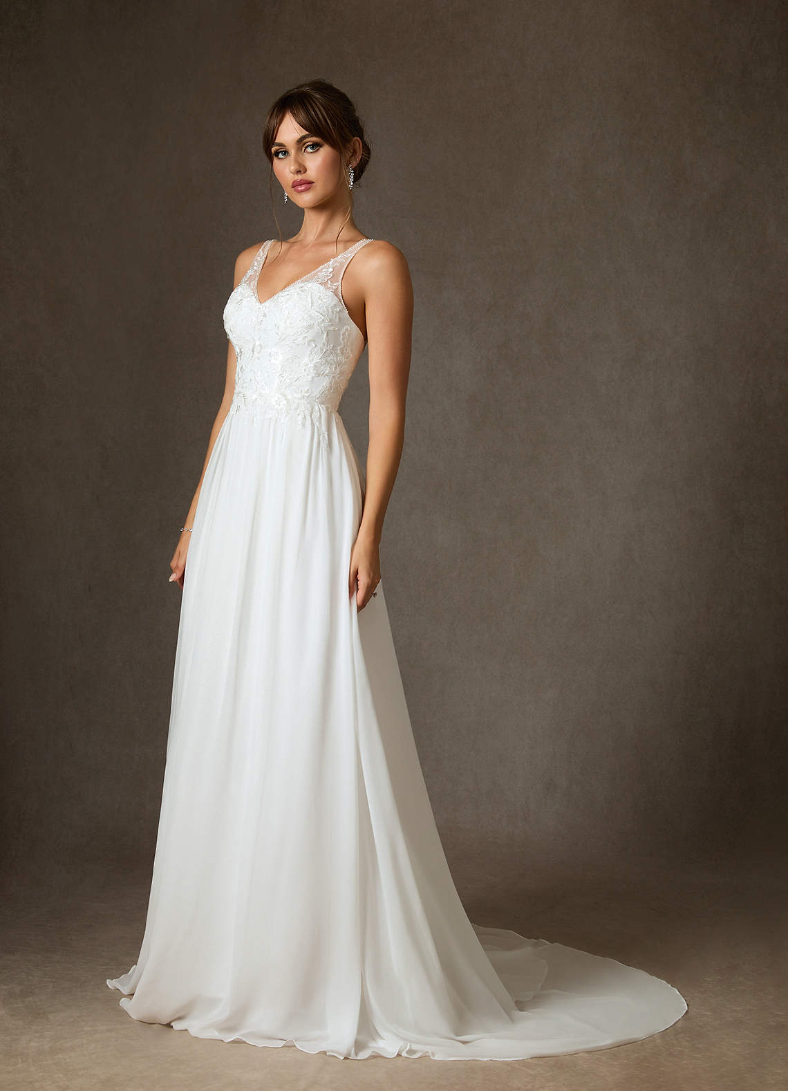 Azazie Carmella Wedding Dresses Diamond White A-Line Sequins Chiffon Dress image9