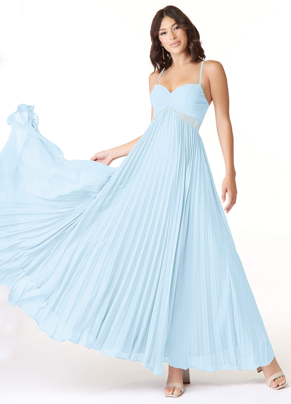 Azazie Devyn Bridesmaid Dresses Sky Blue A-Line Corset Chiffon Dress image1
