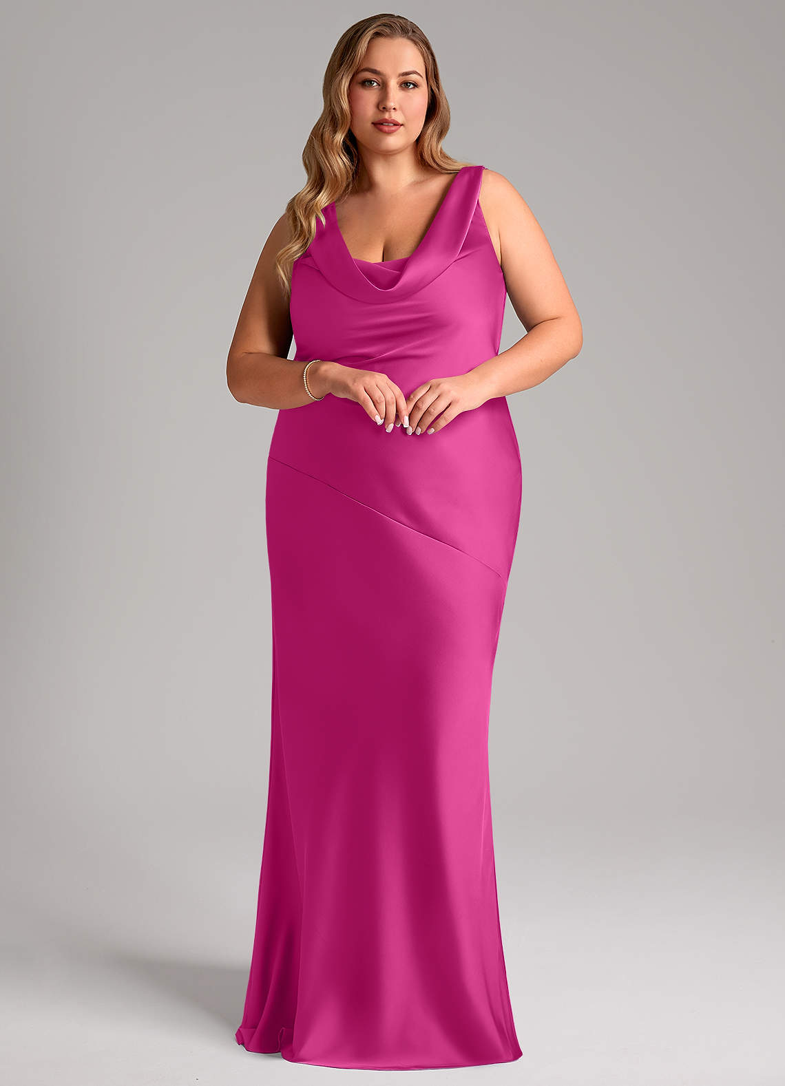 Azazie Rylina Bridesmaid Dresses Fuchsia Mermaid Stretch Satin Dress image8