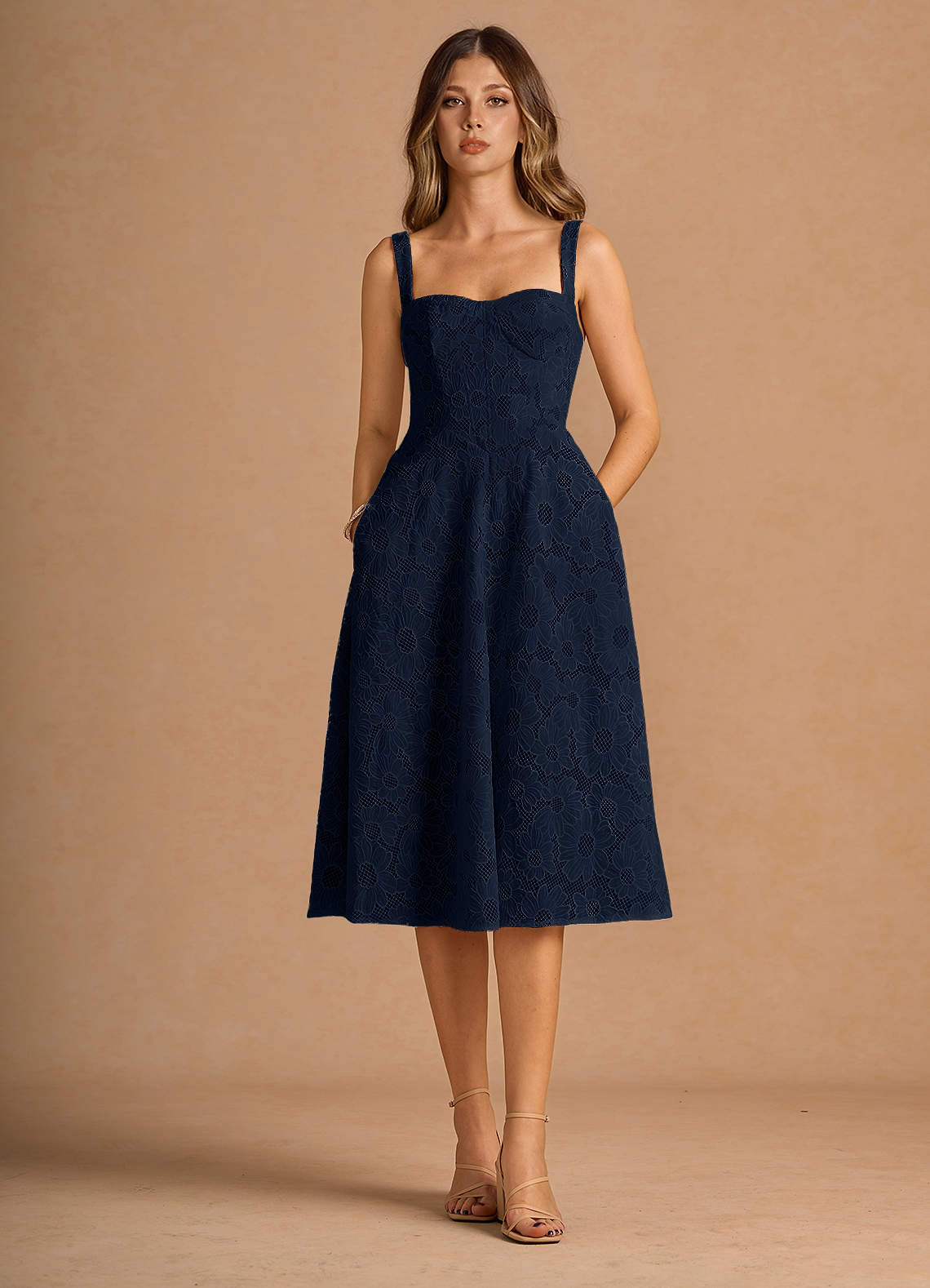 Liz Navy Midi Dress | Azazie DE